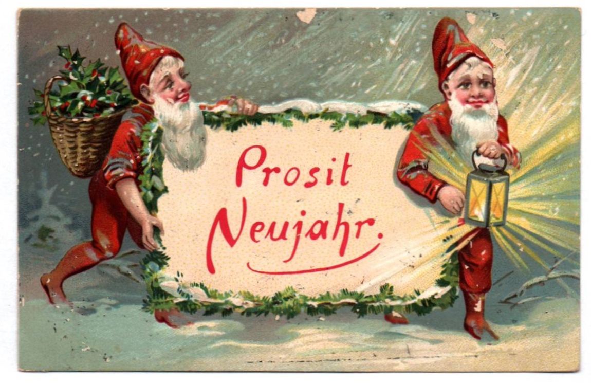 Präge Ak Zwerge Prosti Neujahr 1911