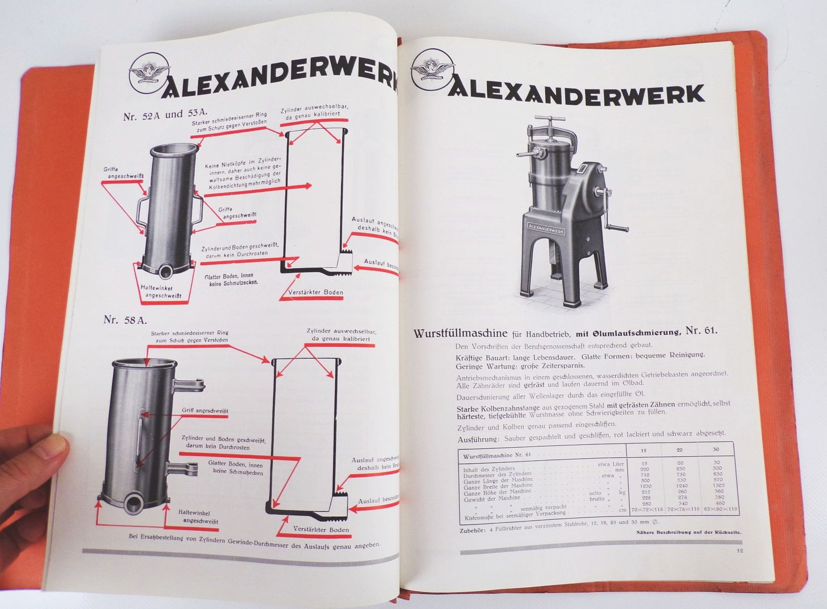 Alexanderwerk Fleischereimaschinen Metzger Fleischer 1937 Katalog