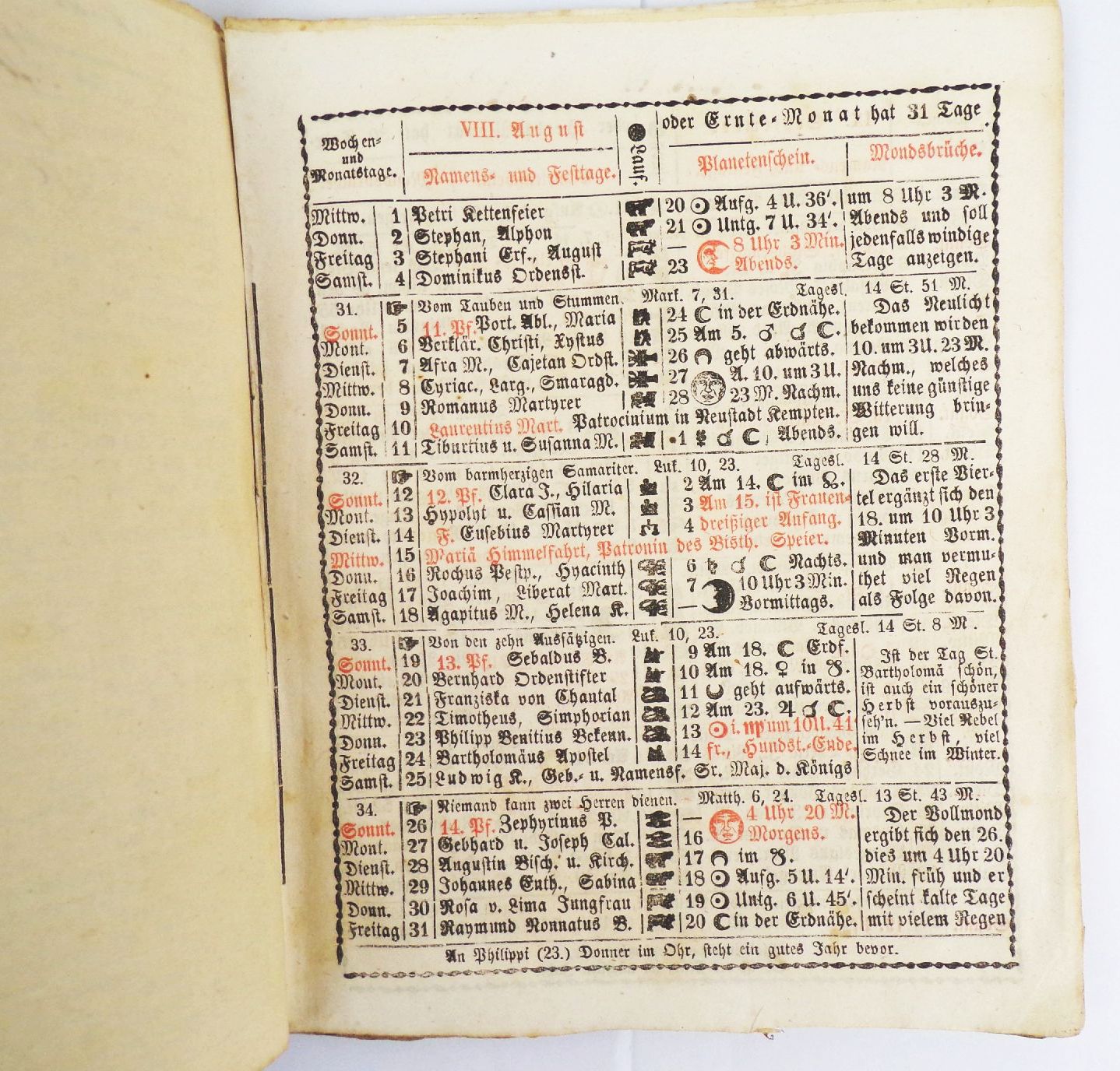 Neuer Schreib Kalender 1866 Neustadt Kempten