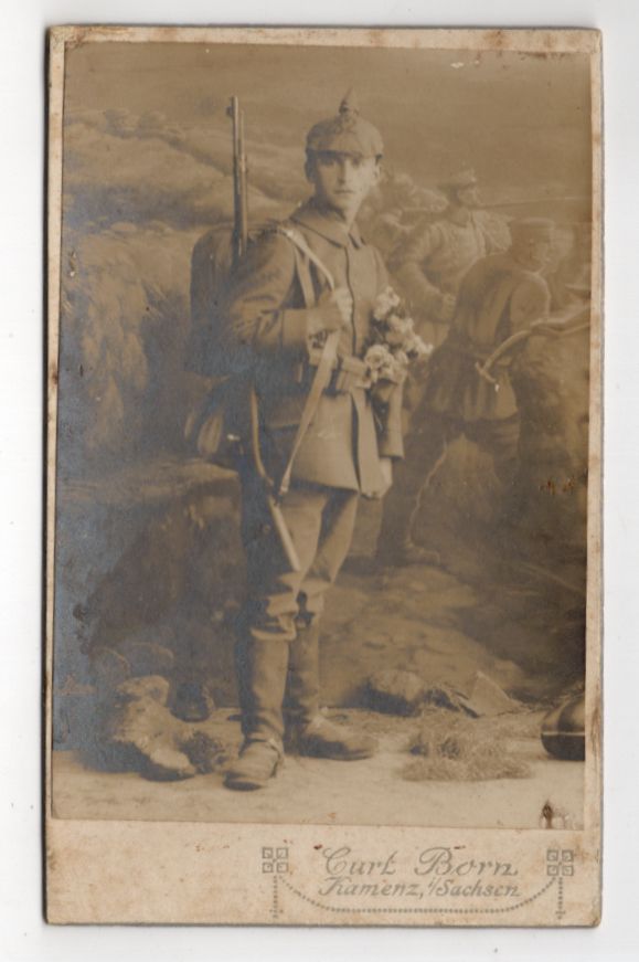 CDV Foto Soldat IR 32 Sachsen Kamenz 1 Wk WW1