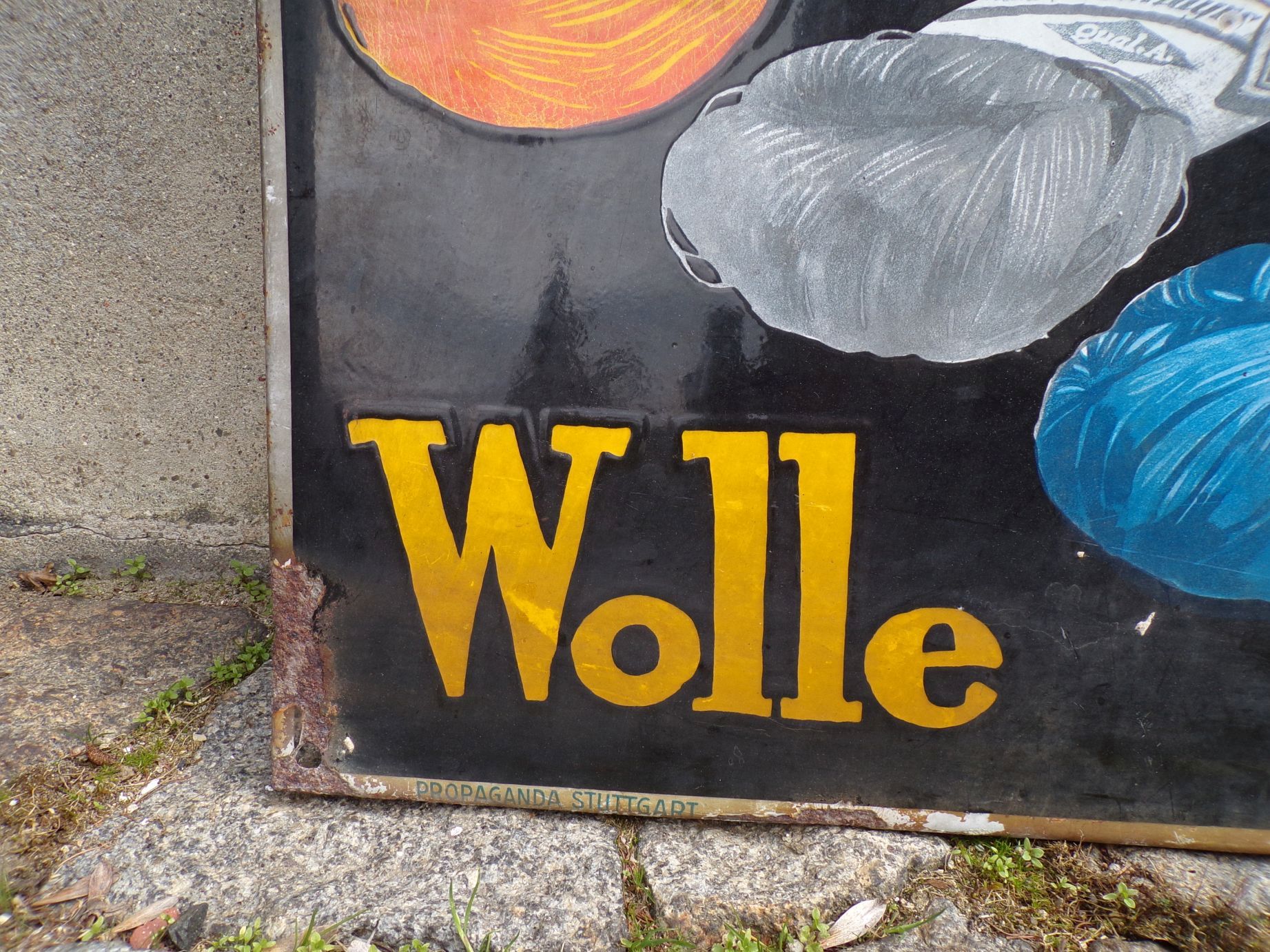 Altes Emailschild Schachenmayr Wolle Salach Württemberg Reklame Schild