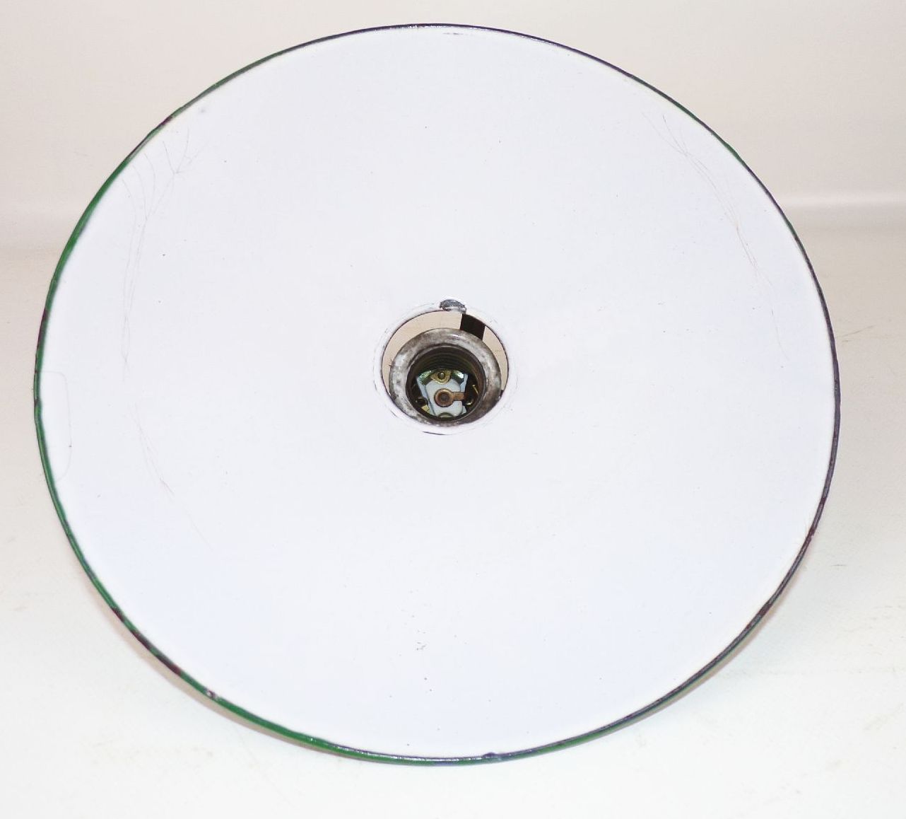 Alte Emaille Deckenleuchte Grün Weiß Rund Pendelleuchte Art Deco Lampe