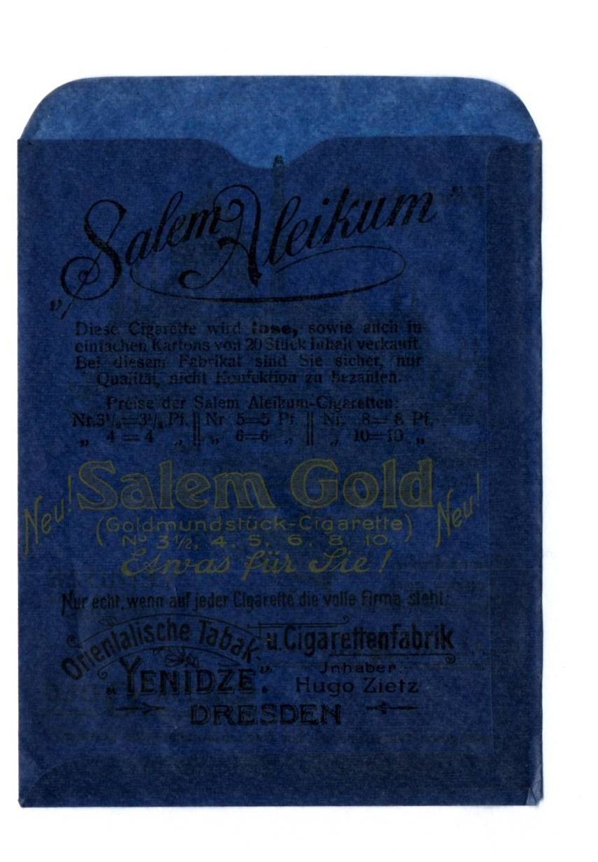 Yenidze Dresden Reklame Papiertüte Salem Aleikum Fabrikansicht um 1910