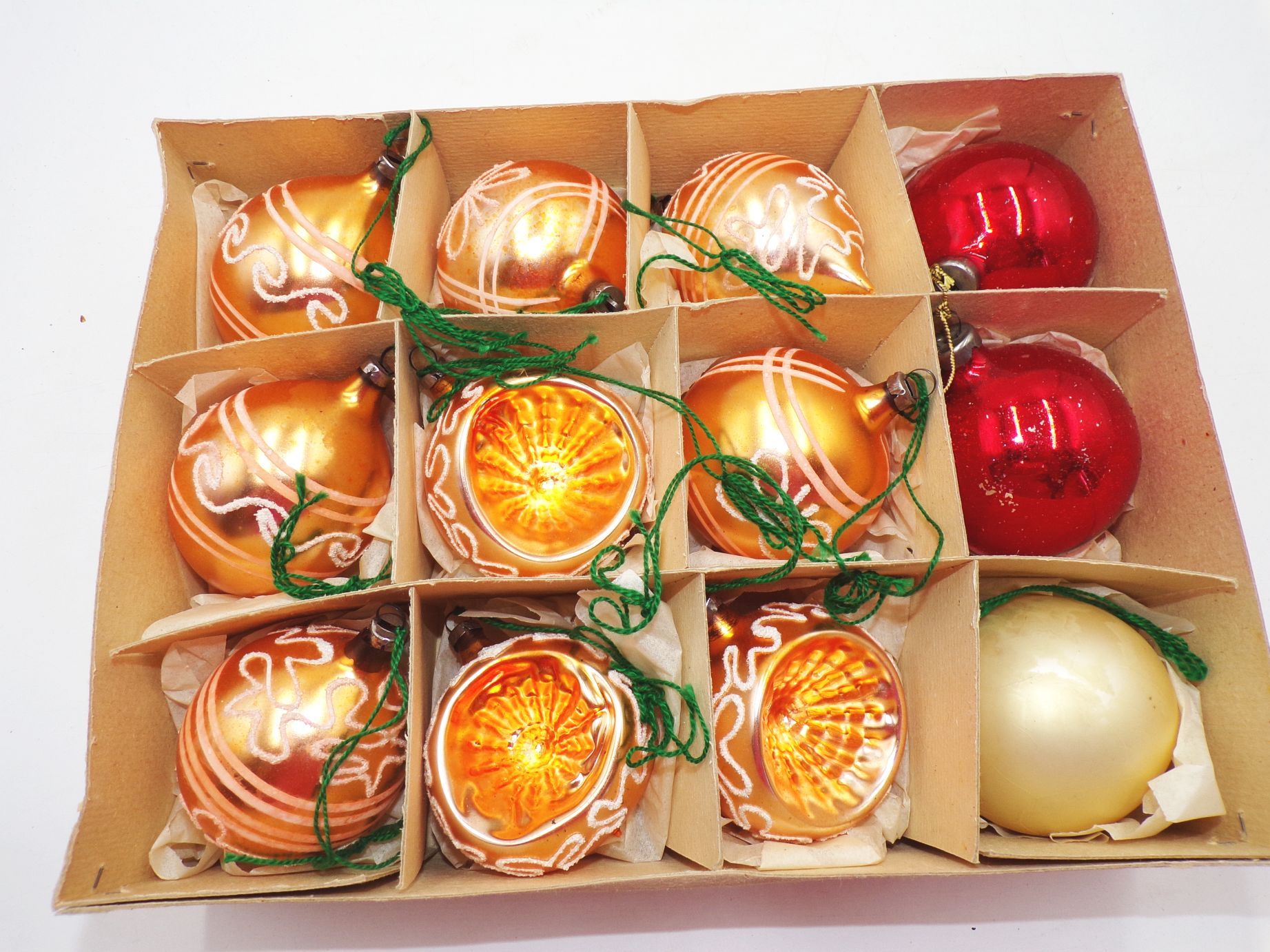 Alter Baumschmuck CBS Glas apricot Reflexkugeln Christbaumschmuck Alter Baumschmuck CBS Glas apricot Reflexkugeln Christbaumschmuck