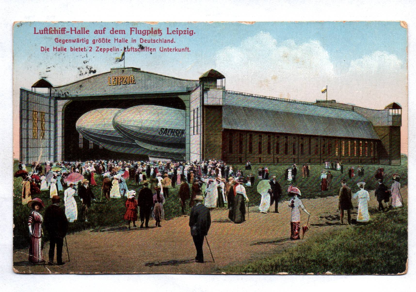 Ak Luftschiffhalle auf dem Flugplatz Leipzig