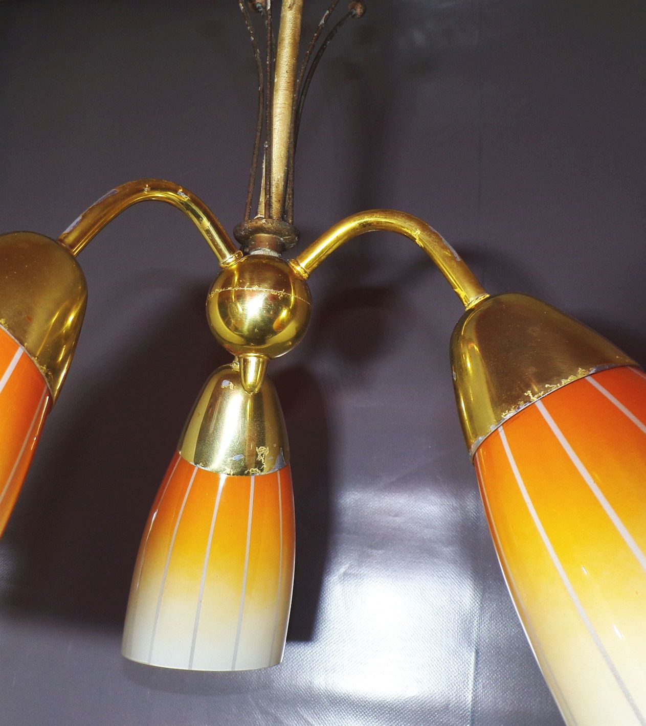 Alte Tütenlampe 3 armig E27 Rockabilly Leuchte Deckenlampe