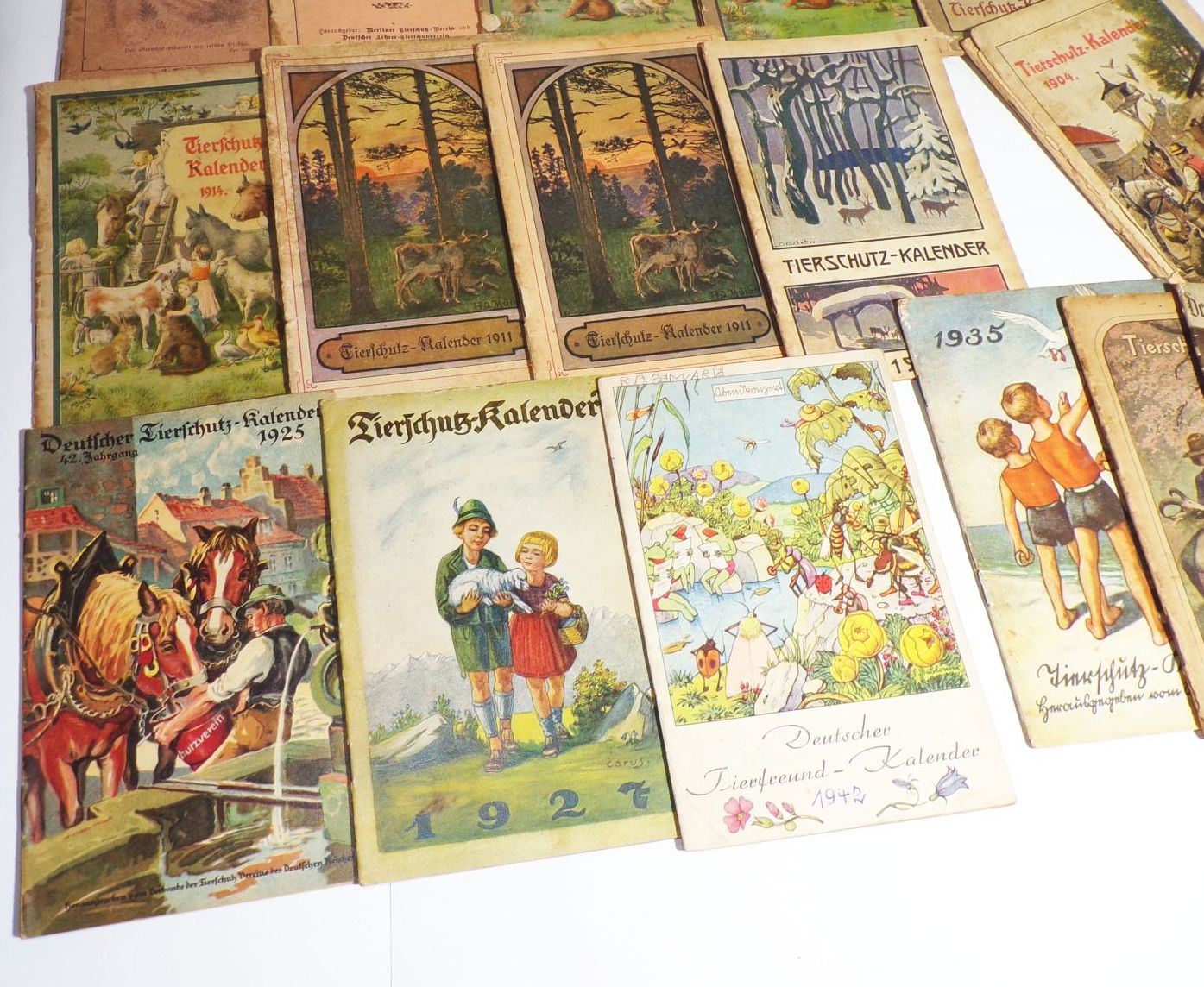 Tierschutz Kalender 1903 1904 1906 1911 1912 1914 1915 1916 1925 1927 1928 1935 1942