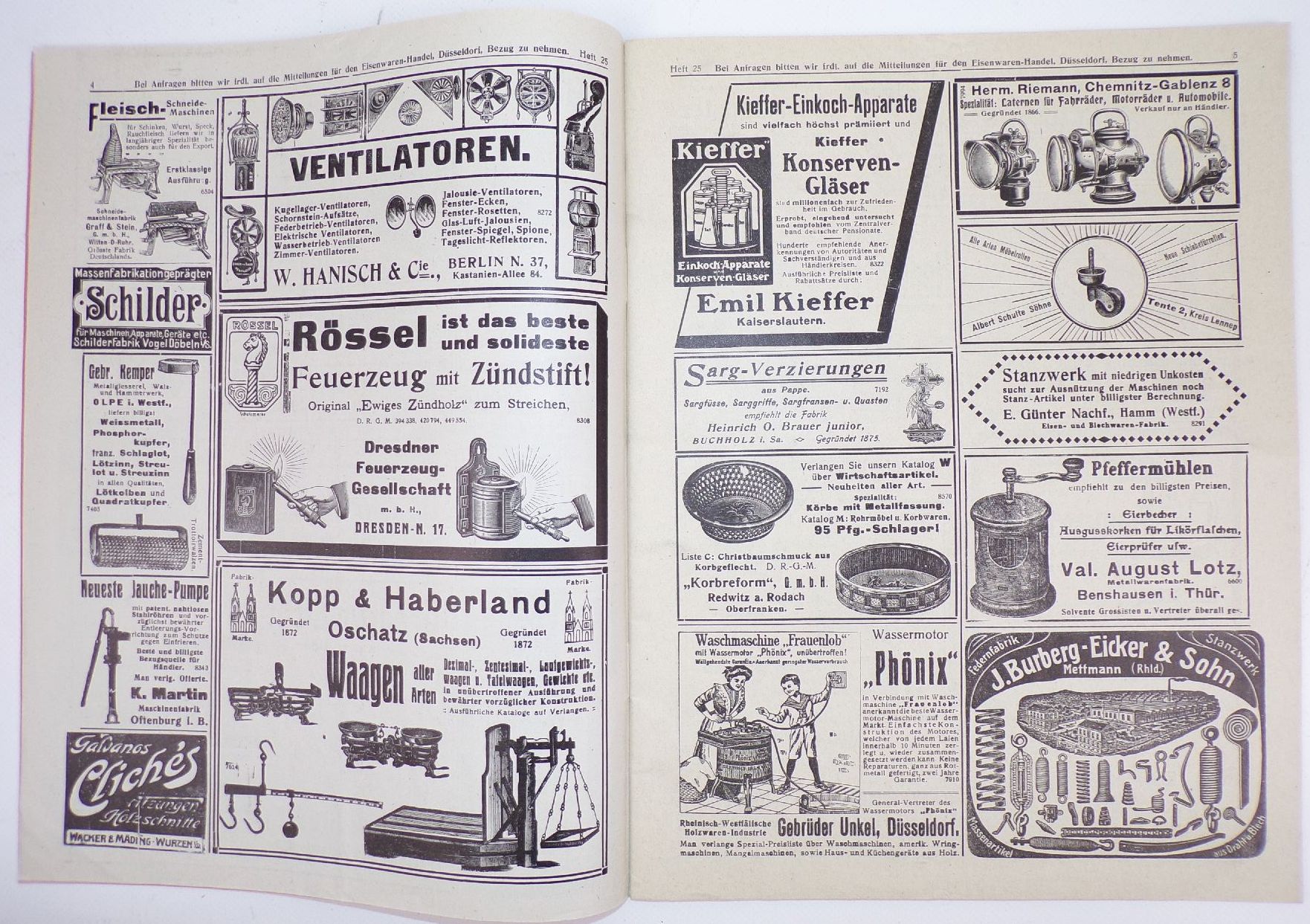 Mitteilung für den Eisenwaren Handel Düsseldorf Reklame Anzeiger 1912 Zeitschrift 