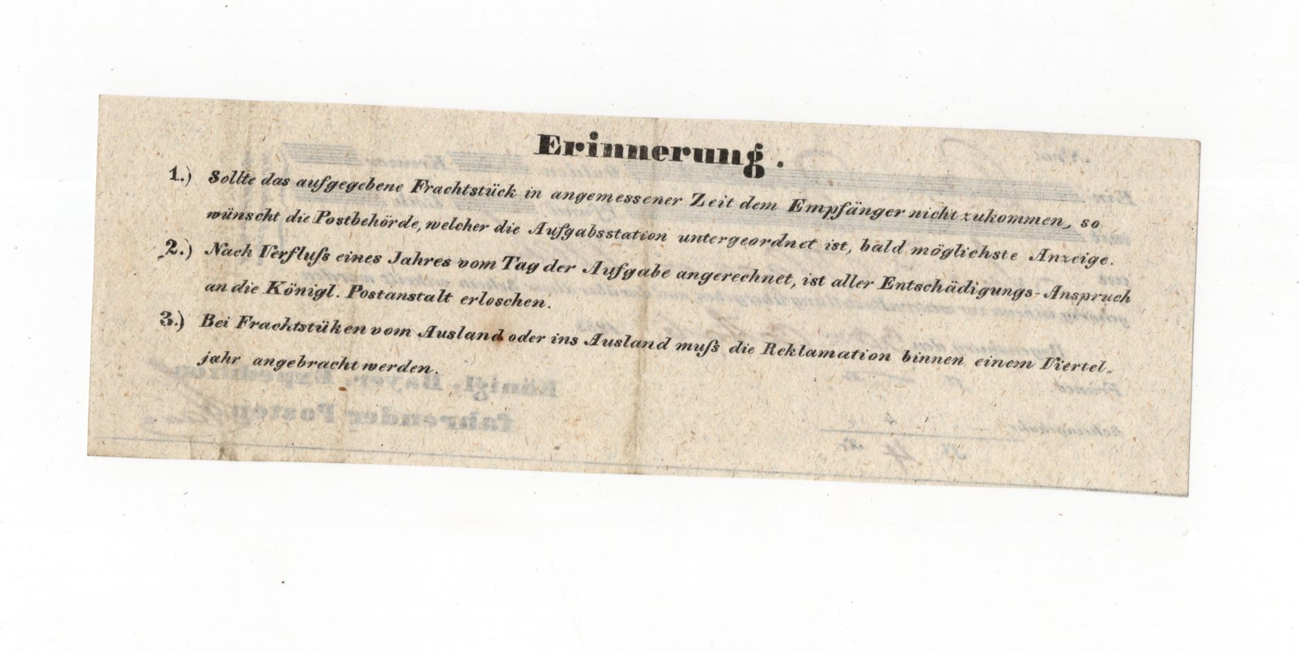 Beleg königlich bayerische Expedition fahrender Posten 1833 Regensburg 