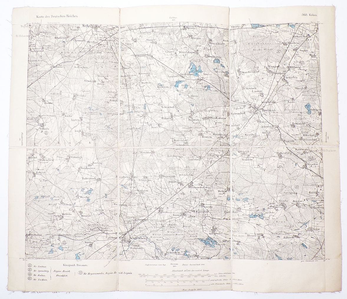 Alte Karte Kalau Calau 1880 Leinen Landkarte