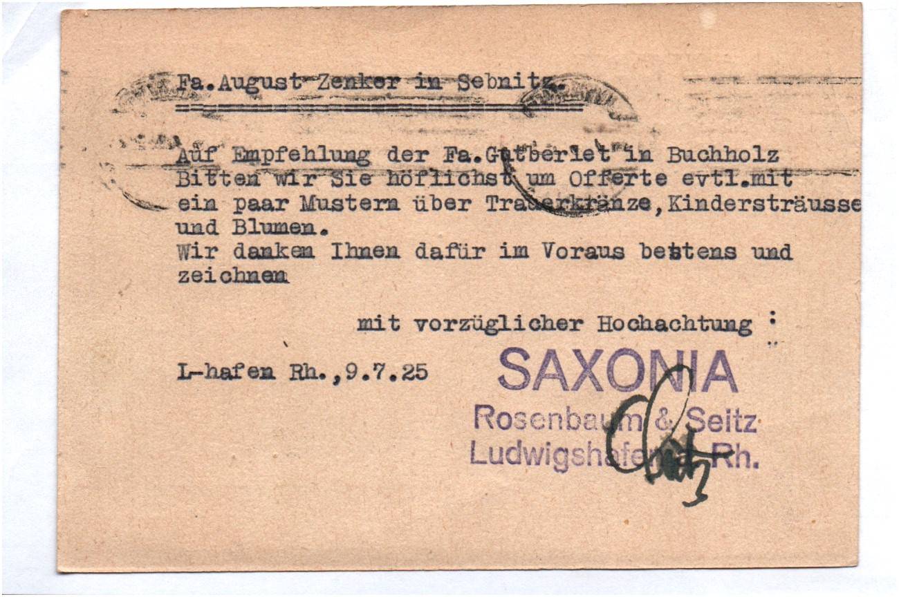 Postkarte Saxonia Sarg Ornamente Ludwigshafen Rhein 1925 Postkarte Saxonia Sarg Ornamente Ludwigshafen Rhein 1925