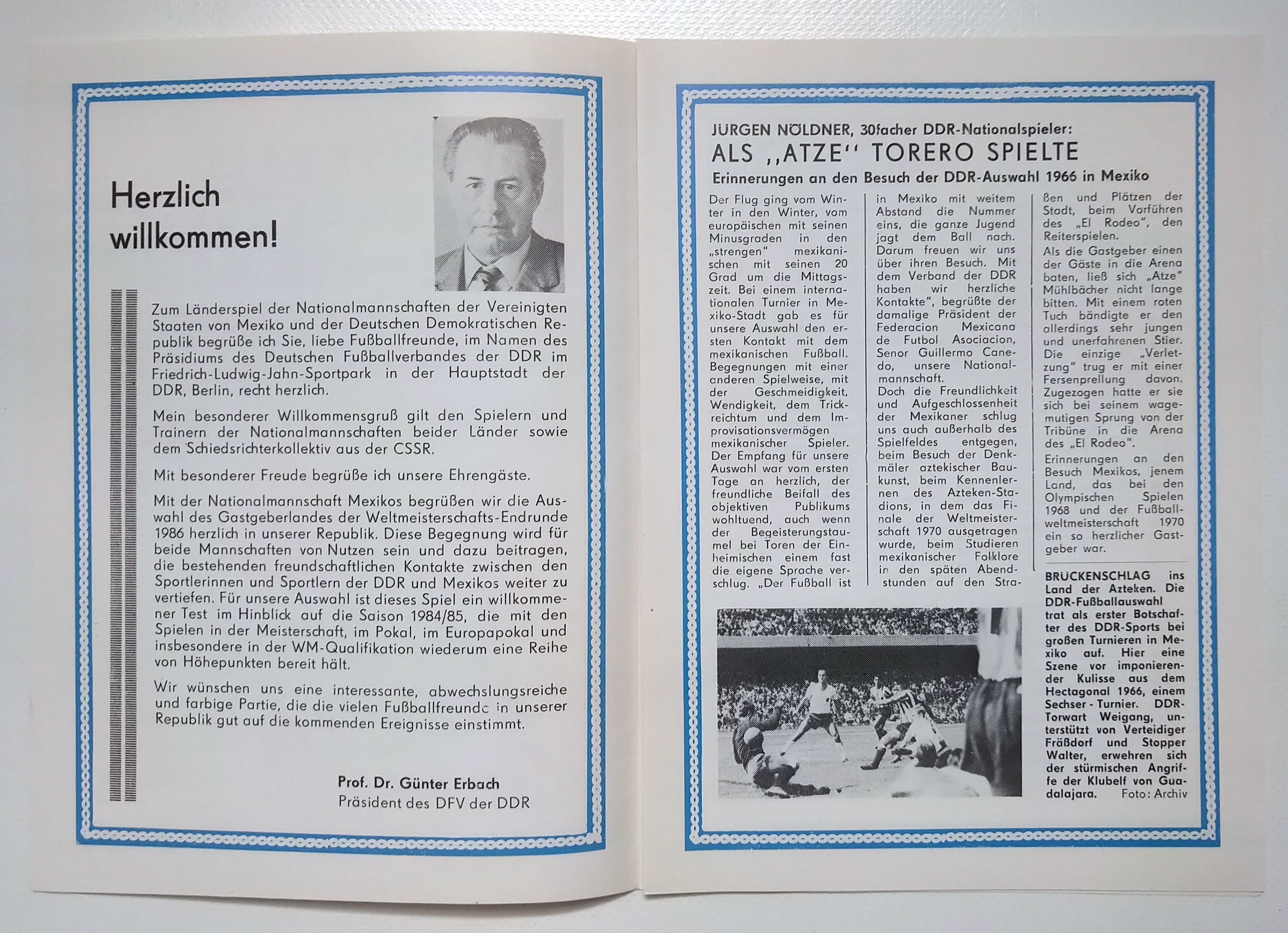 Programmheft Fußballänderspiel DDR gegen Mexiko 1984