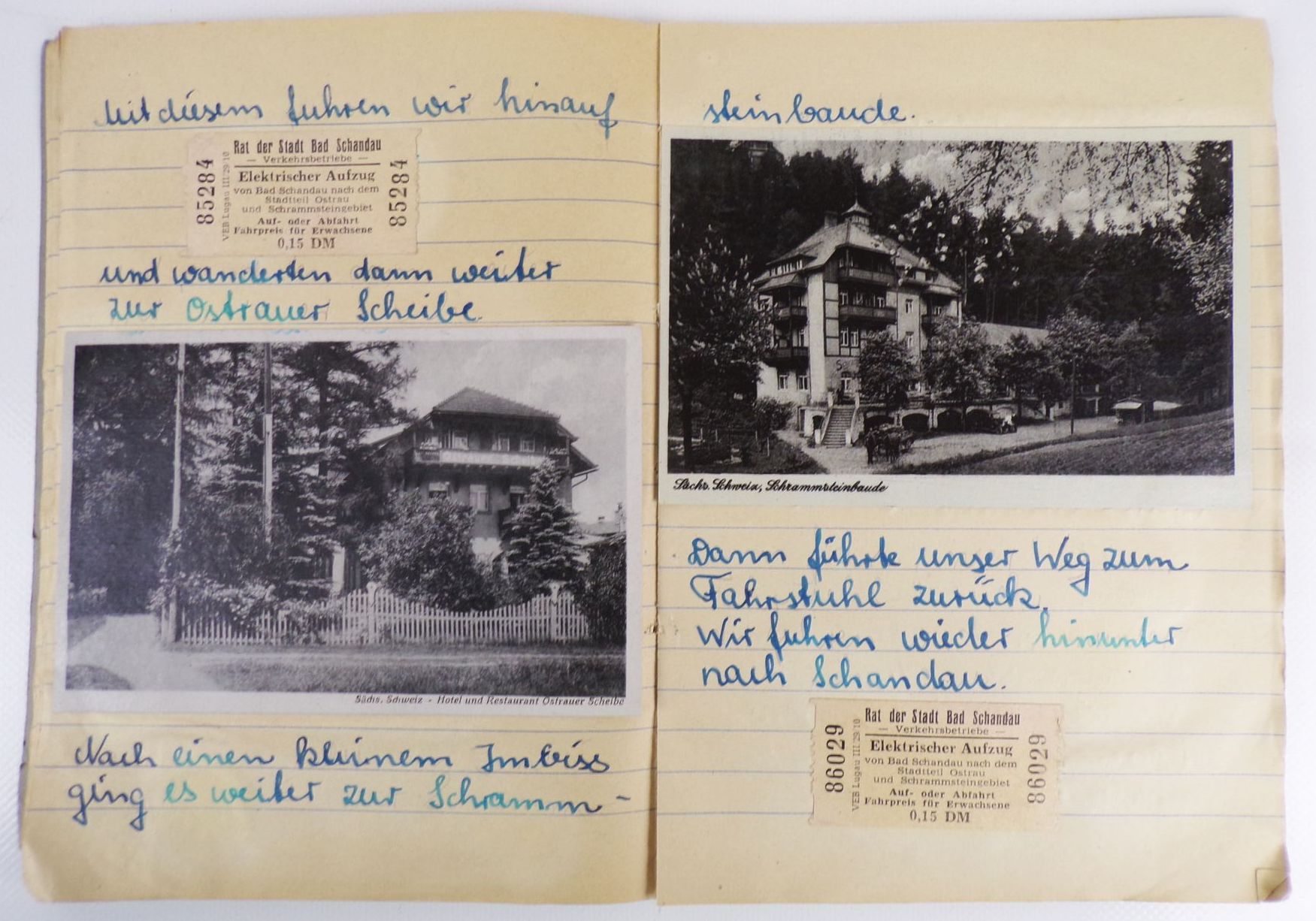 Reise Tagebuch Sächsische Schweiz 1952 handgeschrieben