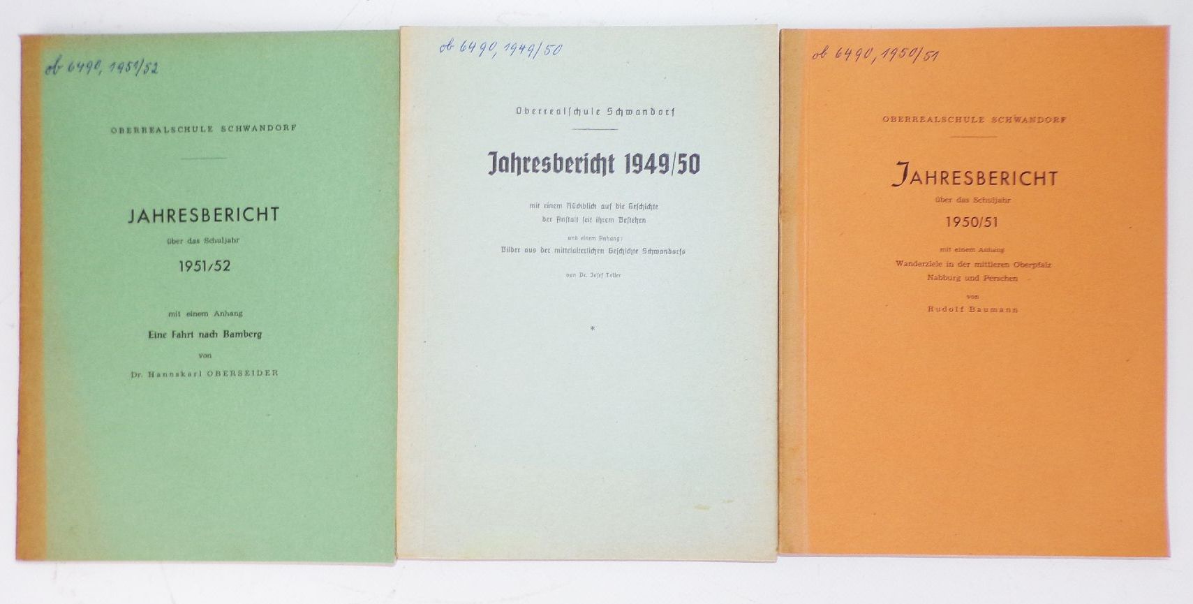 Jahresberichte Oberrealschule Schwandorf 1949 bis 1952 