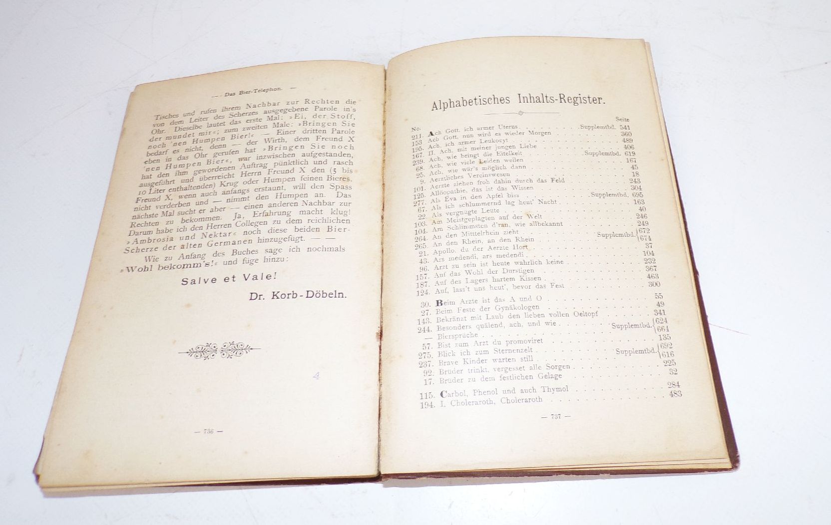 Liederbuch für deutsche Ärzte und Naturforscher 1892 Korb Döbeln