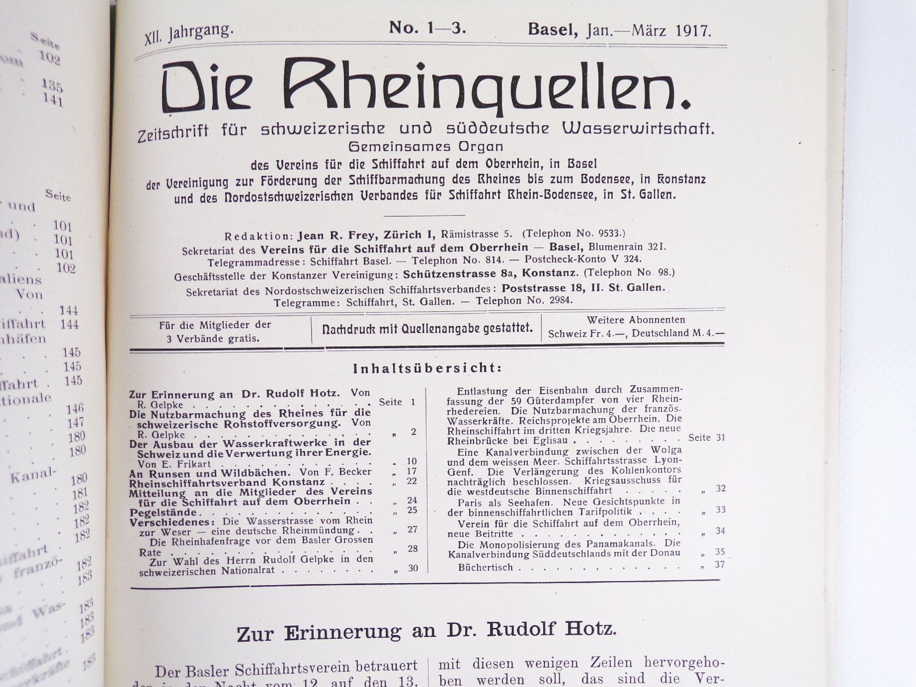 Die Rheinquellen No 1 bis 3 1917 Wasserwirtschaft Schiffahrt Rhein Bodensee