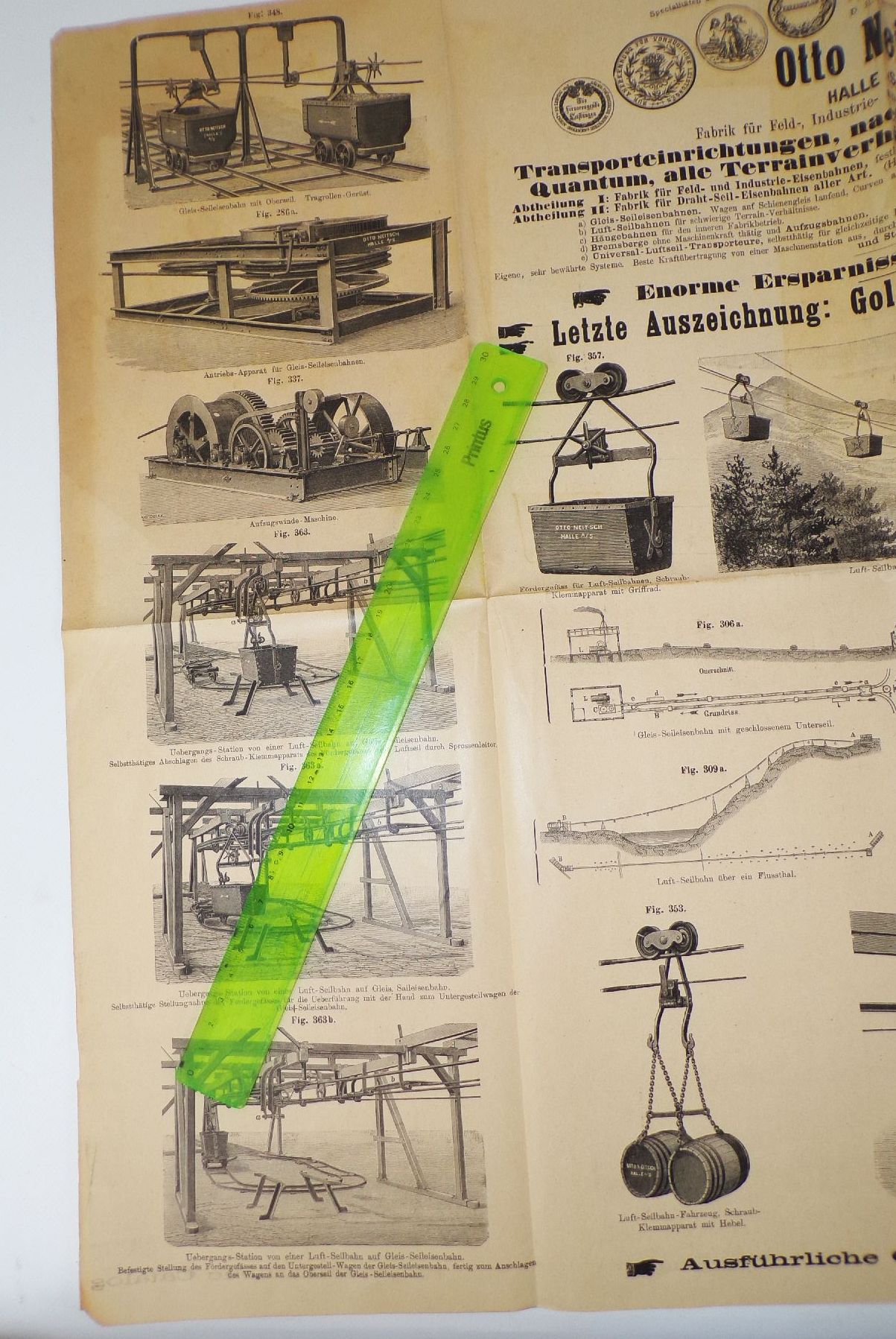Seilbahn Plakat Otto Neitsch Halle Saale Aushang um 1898 Transport Eisenbahn 