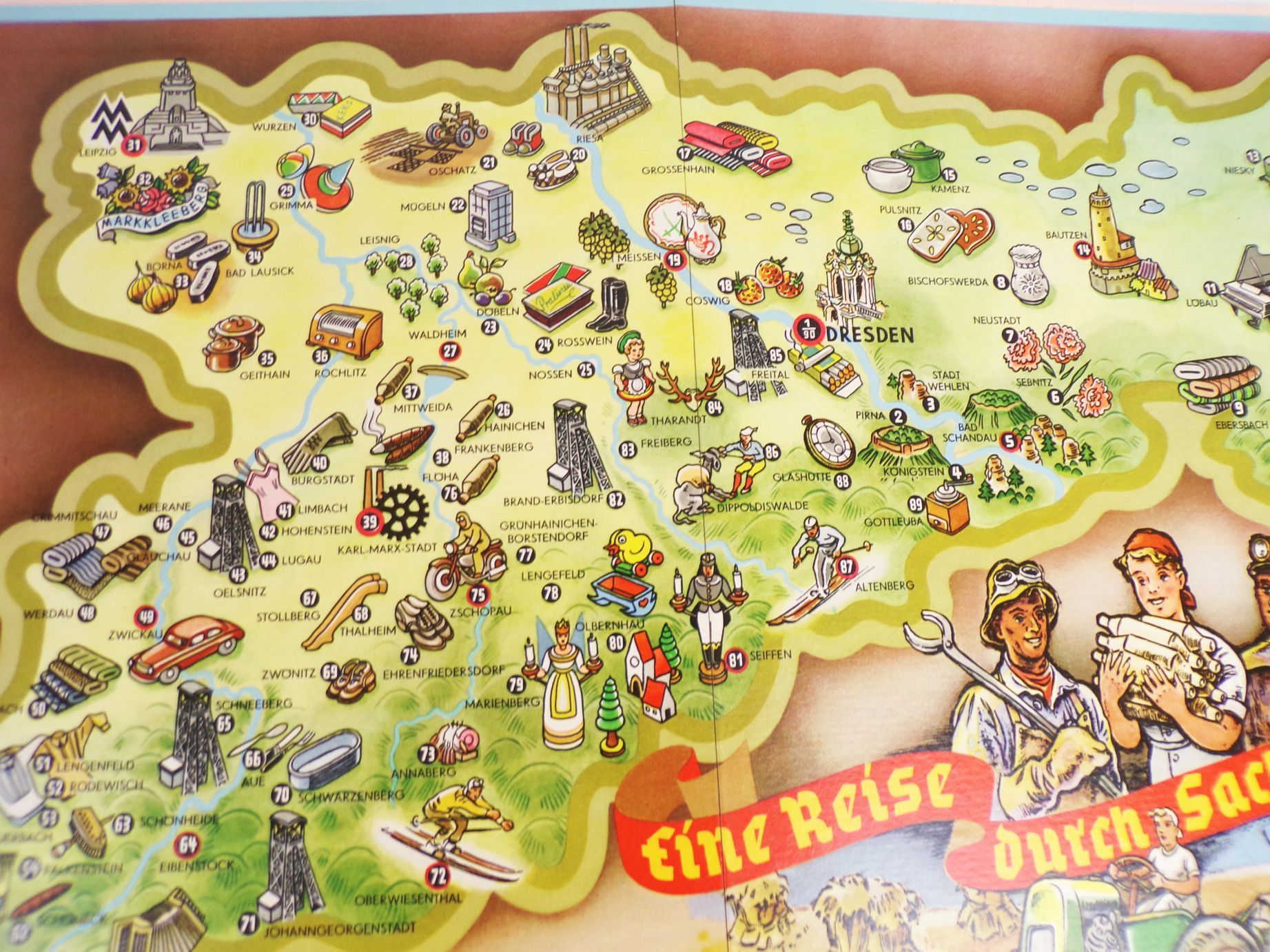 Eine Reise durch Sachsen DDR Altes Würfelspiel 1965 Eine Reise durch Sachsen DDR Altes Würfelspiel 1965