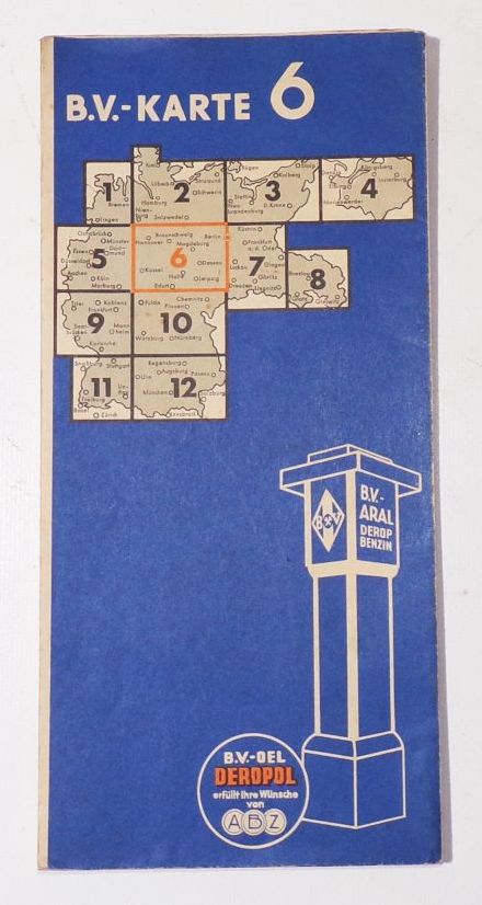 Aral BV Karte 6 Leipzig Halle Kassel Braunschweig Berlin 1930er Landkarte