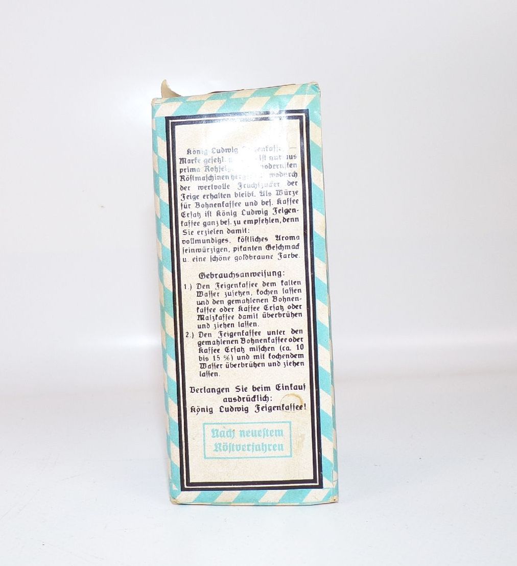 König Ludwig Feigen Kaffee Packung um 1910 unbenutzt Reklame Werbung
