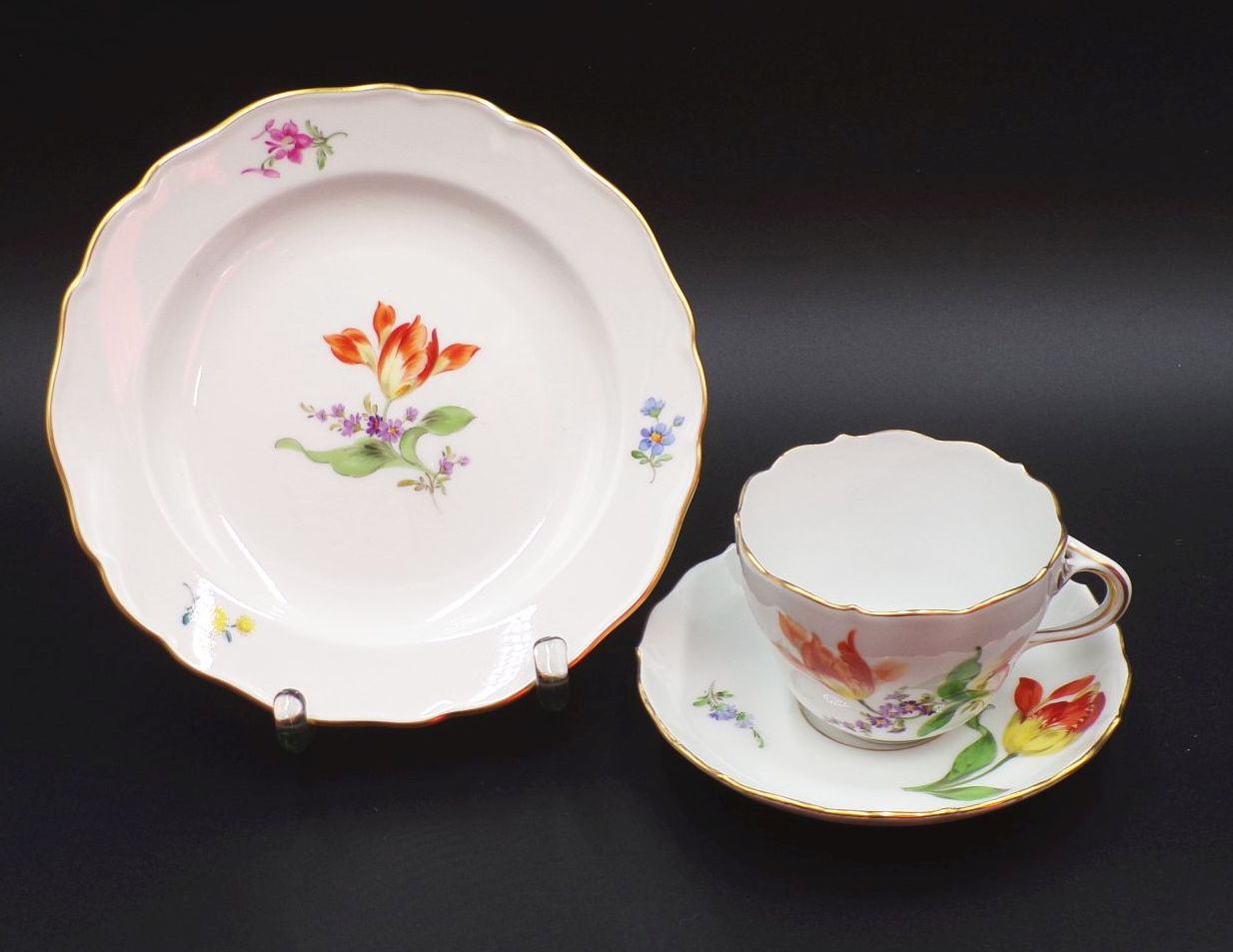 Meissen Porzellan Gedeck 3teilig Tulpe 