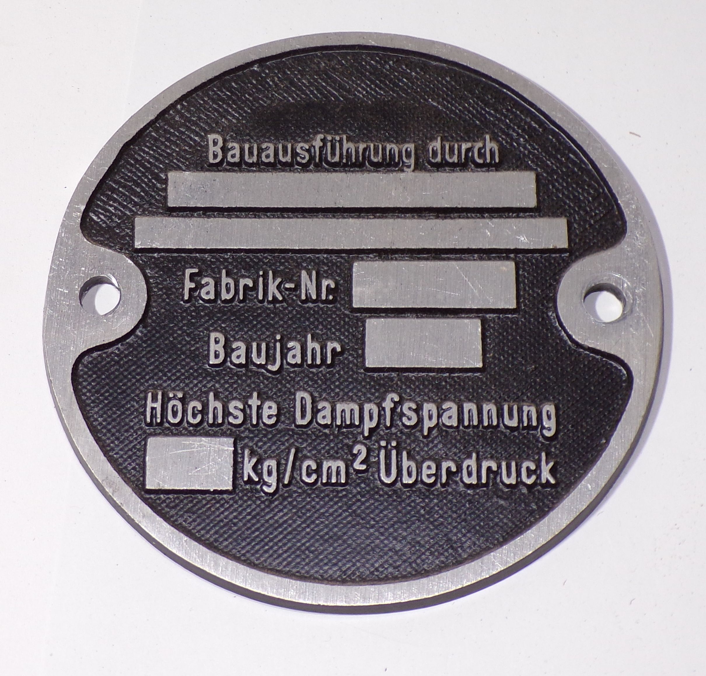 Eisenbahn Schild Bauausführung durch Typenschild Dampfspannung 