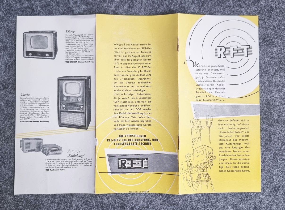 RFT Broschüre 1957 Werbung alter Fernsehr und Radios RFT Broschüre 1957 Werbung alter Fernsehr und Radios