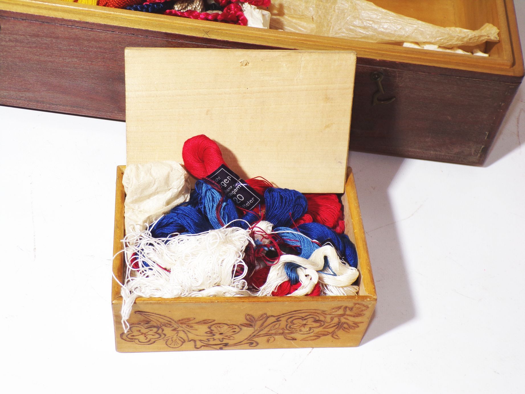 Schatulle Strickgarn Stickerei Vorlagen Schere Schneider Häkeln Stricken