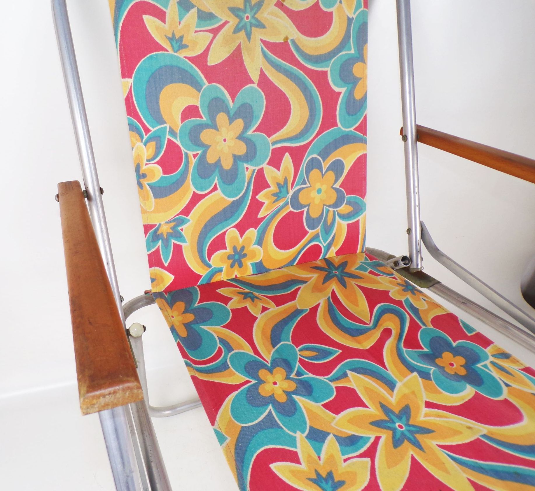 Alter Campingstuhl Klappstuhl 70er Jahre Stoff DDR Retro Look 