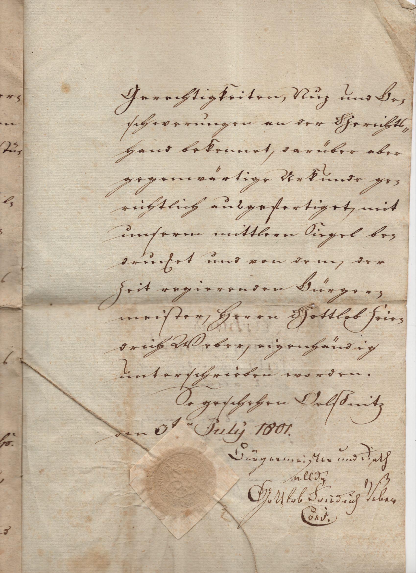 Handschriftlicher Vertrag 1801 Oelsnitz Schneidermeister 