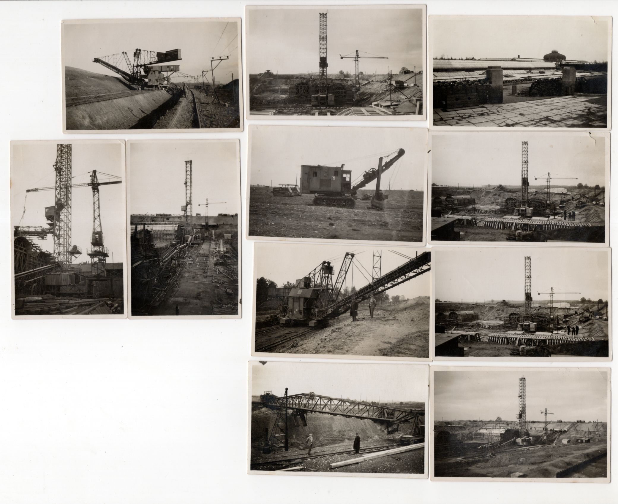 Foto Lot Baustelle Schaufelradbagger Gerüst Technik Oberlausitz 1930er 