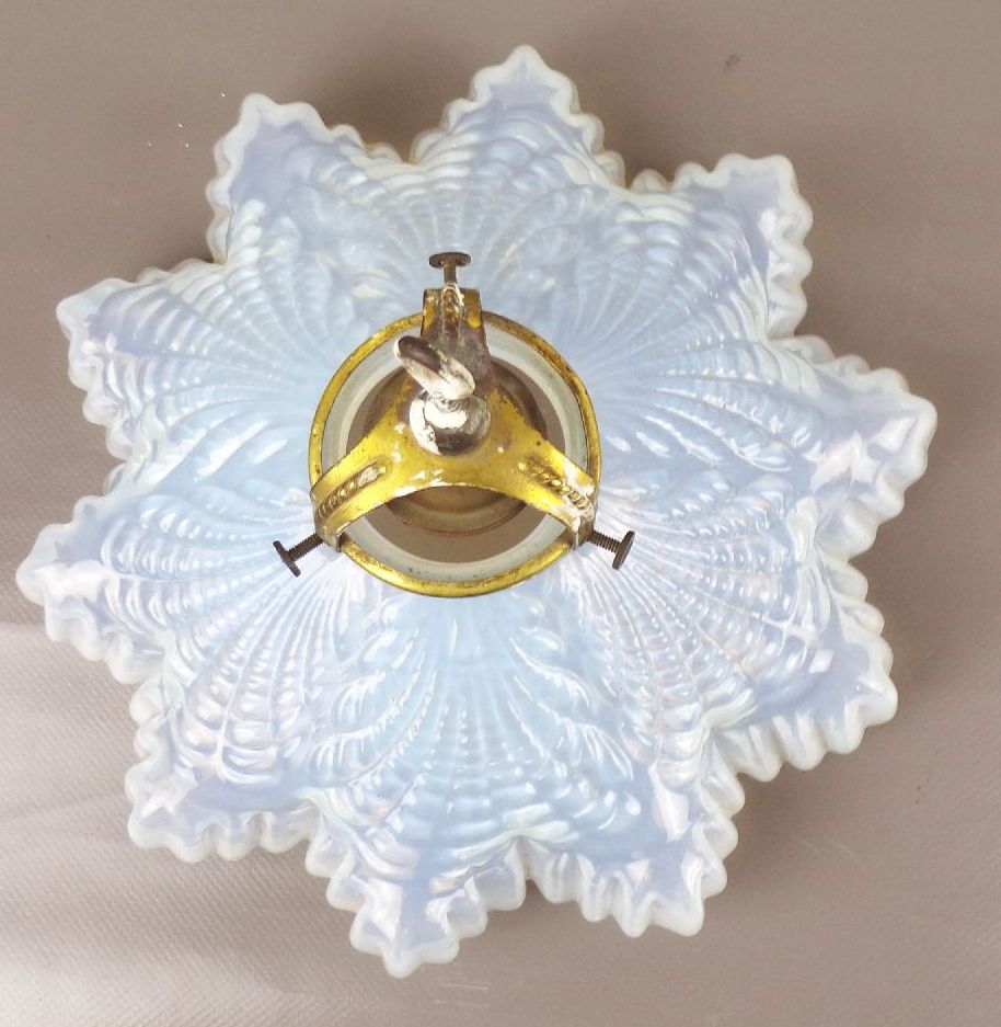 Alte Jugendstilleuchte Deckenlampe Milchglas um 1900 Messing