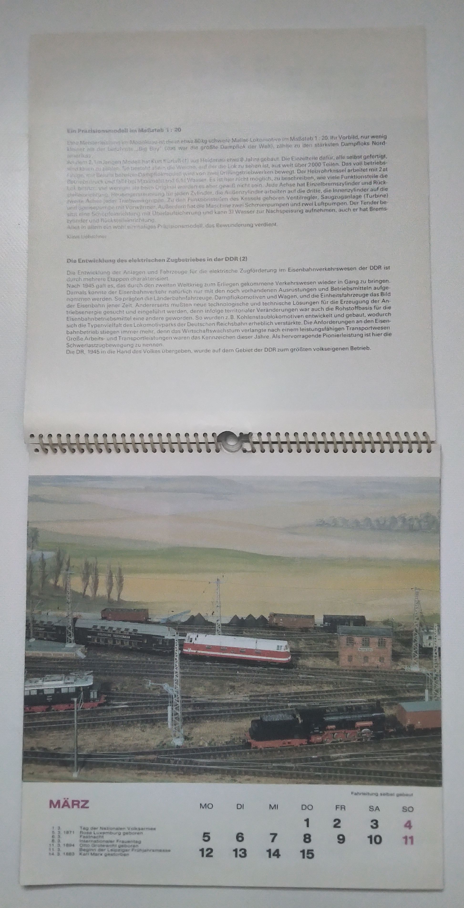 Modelleisenbahn Kalender 1984 T478 der CSD Eisenbahn