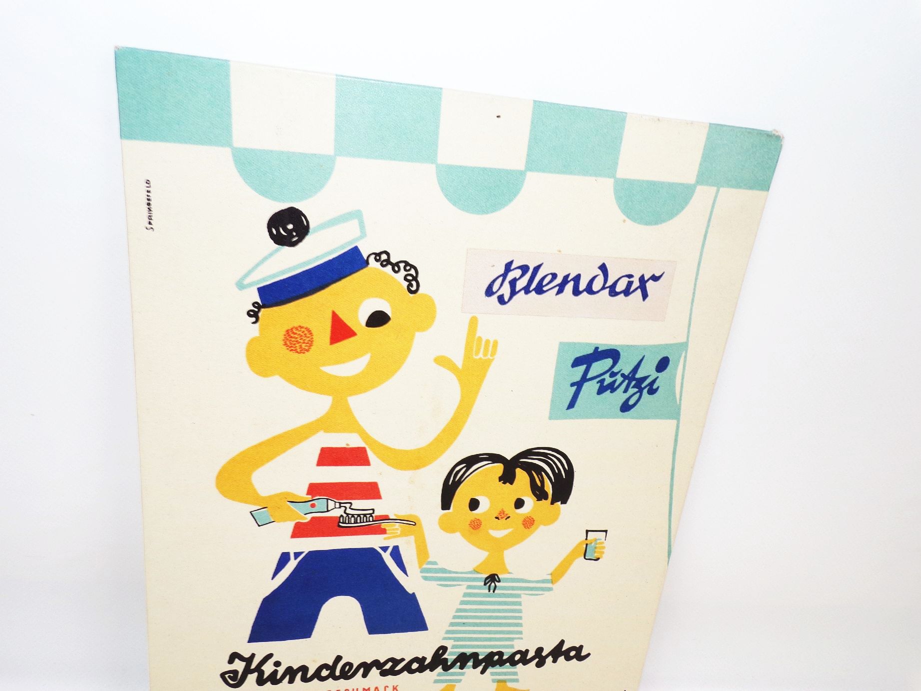 DDR Pappschild Blendax Putzi Zahnpasta Zahnarzt Reklame Aufsteller 1957 