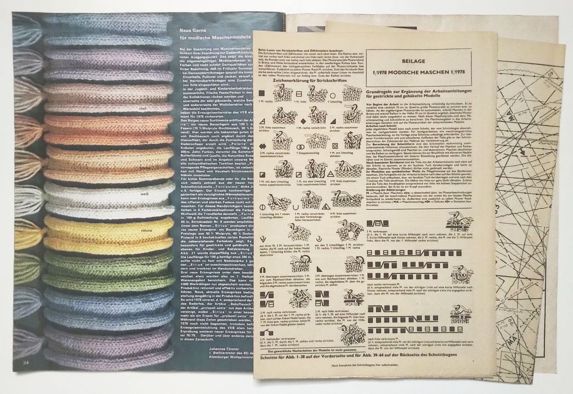 Modezeitschrift Modische Maschen DDR Nr 1 mit Schnittmuster Sommer 1978 Modezeitschrift Modische Maschen DDR Nr 1 mit Schnittmuster Sommer 1978