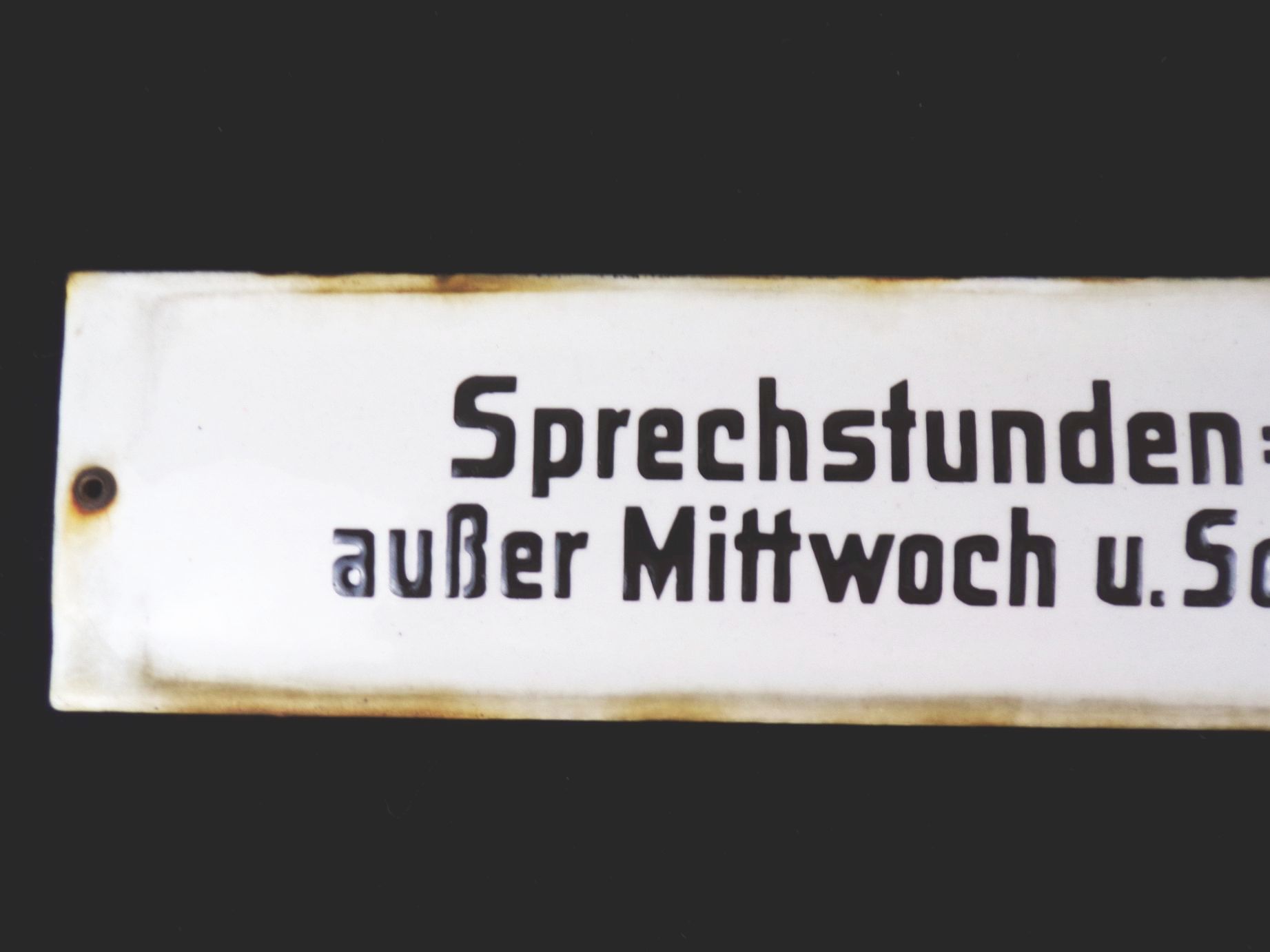 Altes Emailschild Sprechstunden Geschäft Laden Praxis Sprechzeiten 