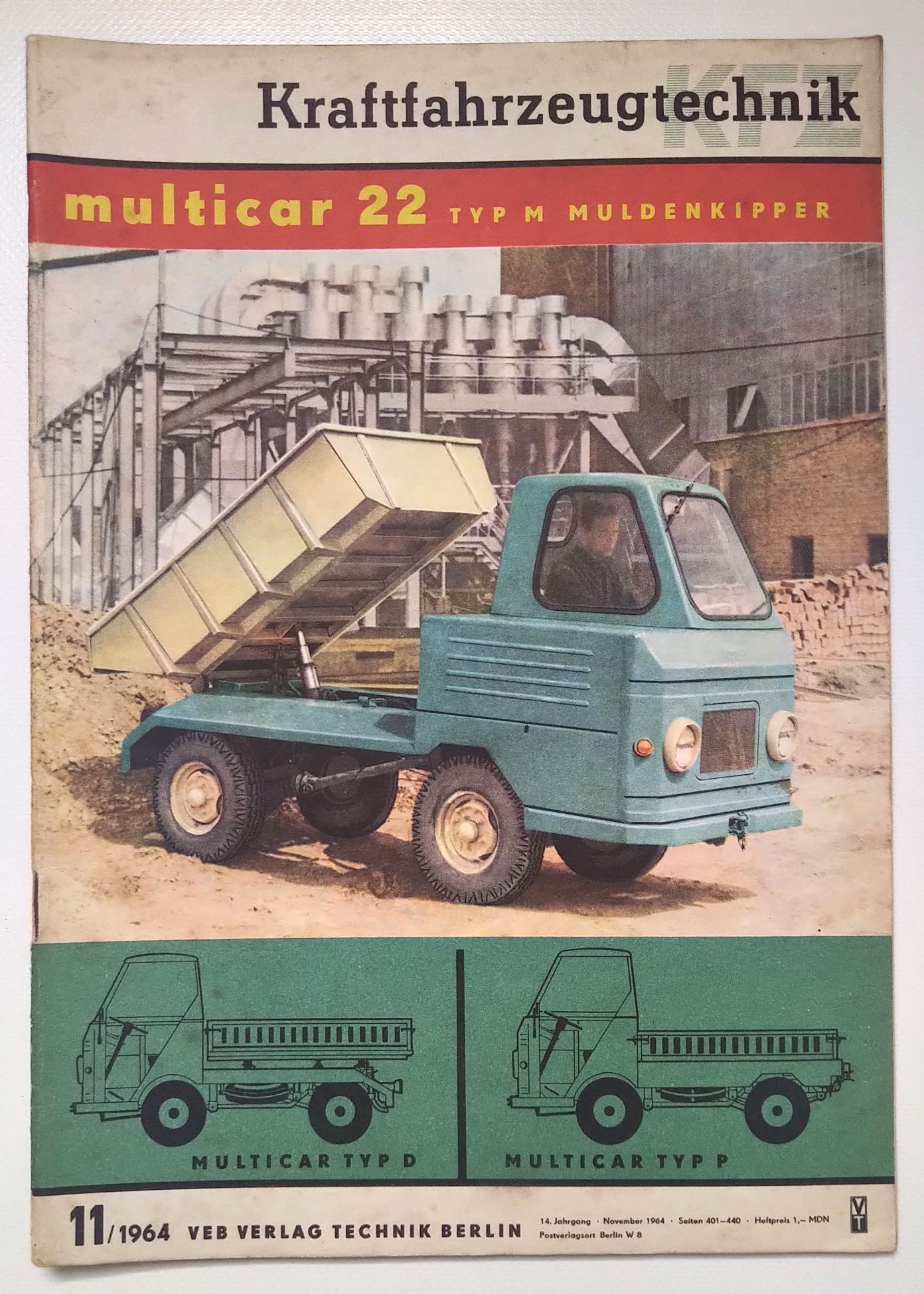 Kraftfahrzeugtechnik Zeitschrift DDR 1964 Nr 11 Multicar 22 Typ M Muldenkipper