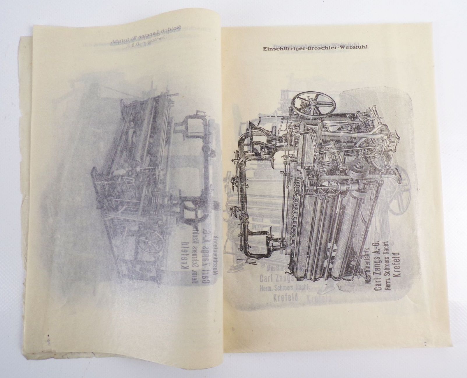 Katalog Carl Zangs AG Krefeld Webstühle Maschinen um 1910