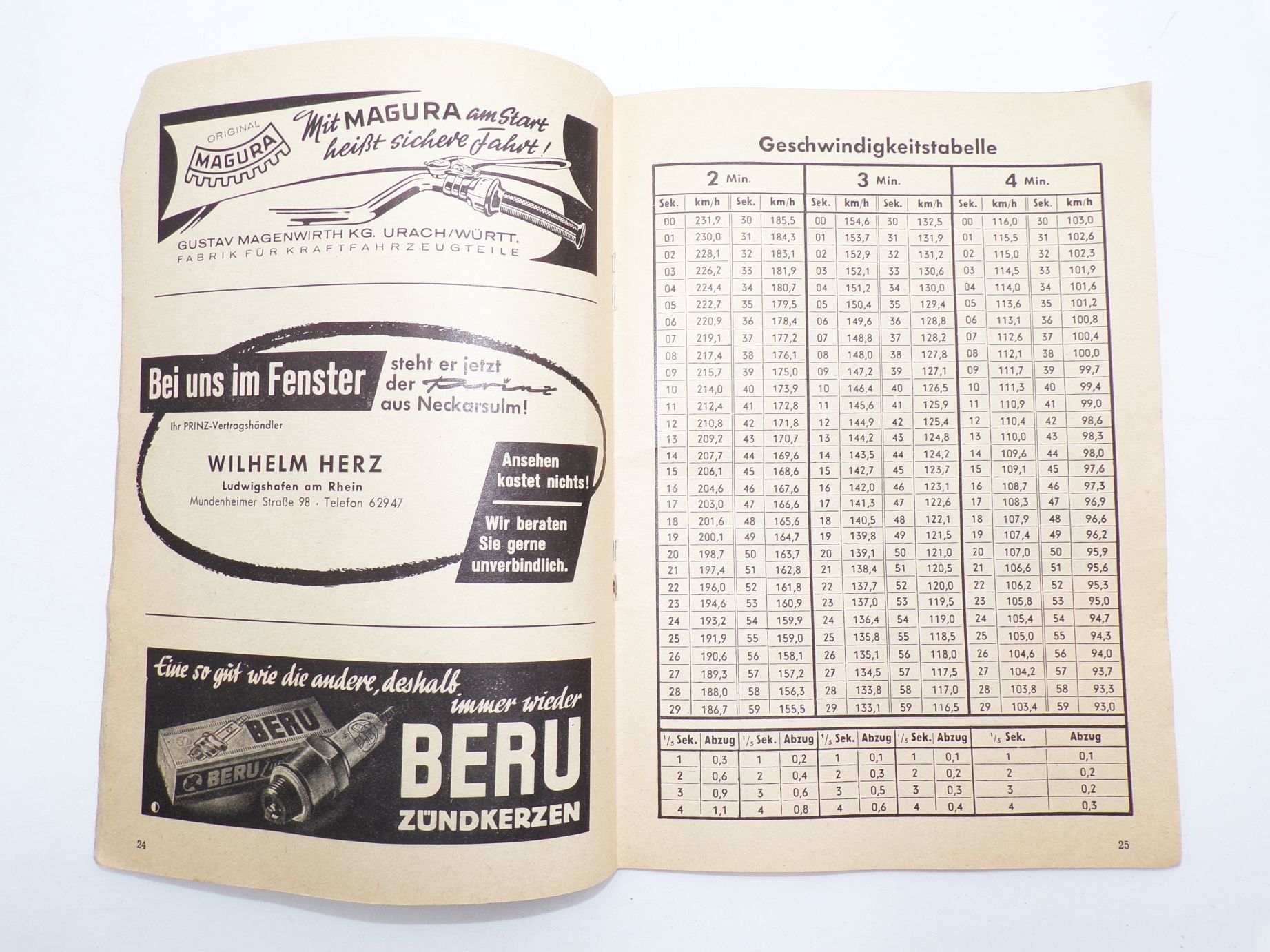 Programm 1958 Internationale Rhein Pokal Rennen auf dem Hockenheimring Programm 1958 Internationale Rhein Pokal Rennen auf dem Hockenheimring