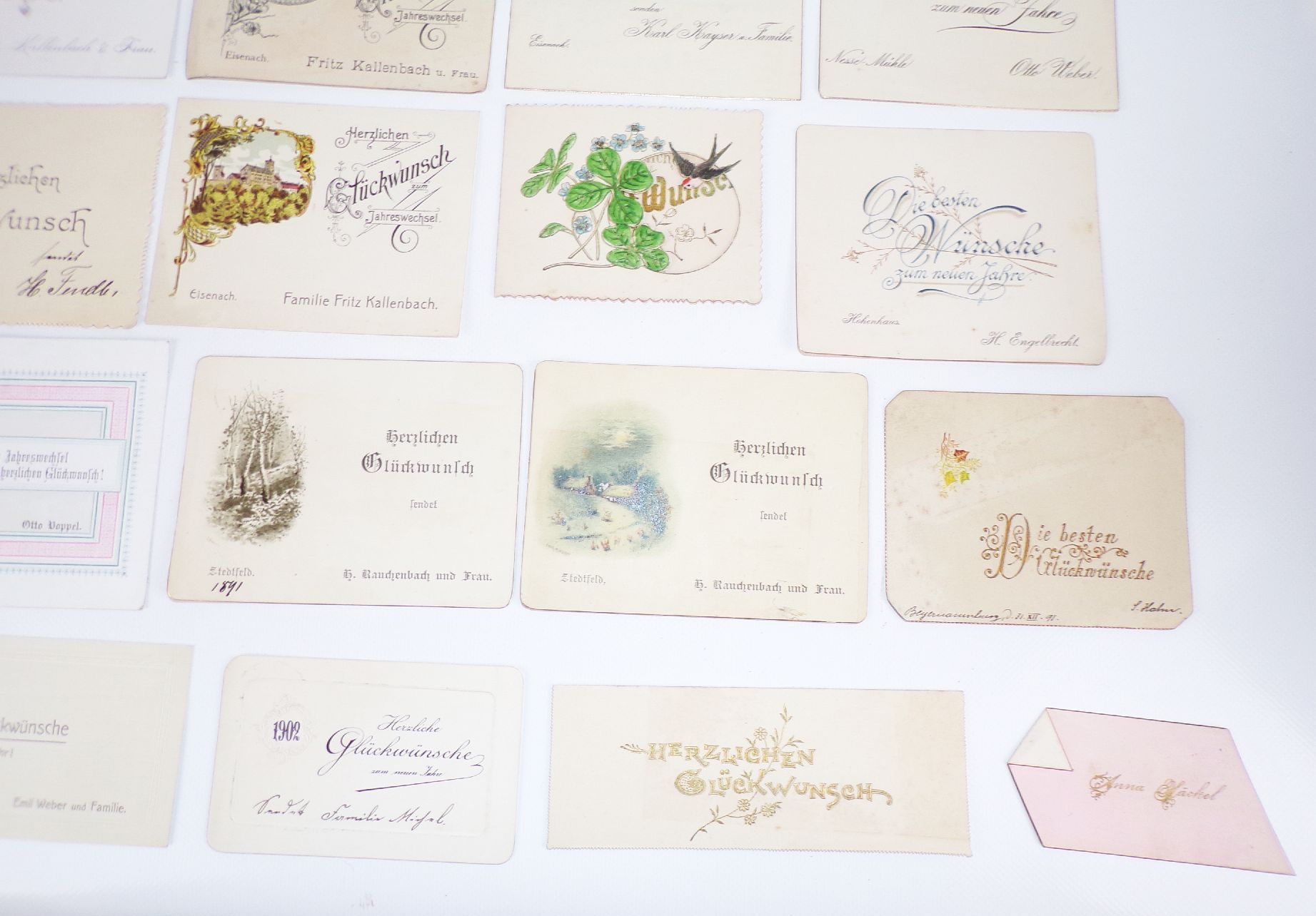 Konvolut alter Glückwunschkarten Neujahr Karten meist Eisenach um 1900 Konvolut alter Glückwunschkarten Neujahr Karten meist Eisenach um 1900