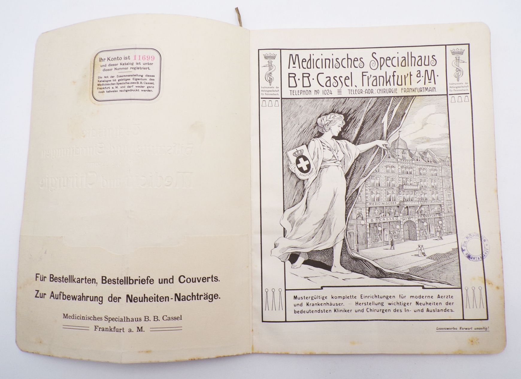 Alter Katalog Medizinisches Spezialhaus Cassel Frankfurt um 1900 Chirurgie