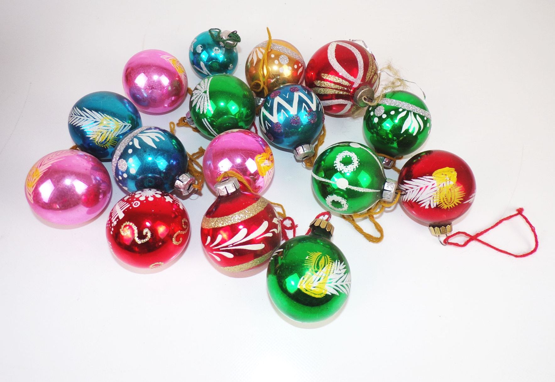 DDR Weihnachtskugeln Glas 16 Stück Bunt Vintage 