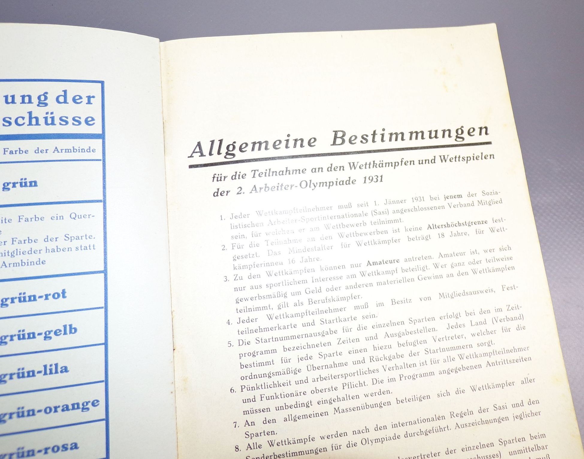 Wien Arbeiter Olympiade 1931 Zeit Programm Wettkämpfer Verzeichnis Sozialisten 