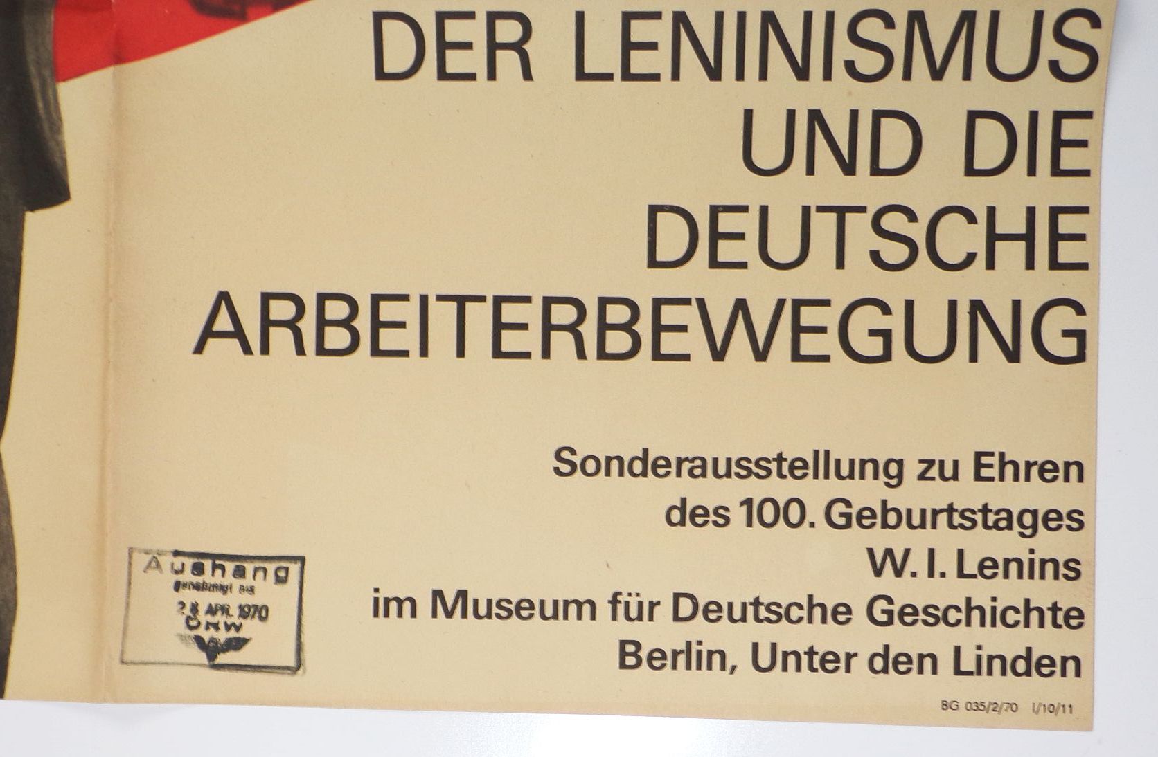 Propaganda Plakat Lenin Deutsche Arbeiterbewegung DDR Berlin 1970