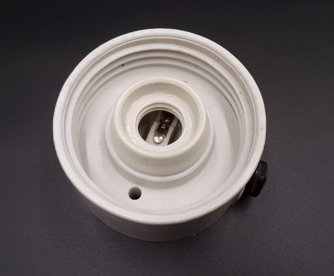 Alte Glaskolbenlampe E27 Porzellan Deckenleuchte Glas Loft Industrie Weiß