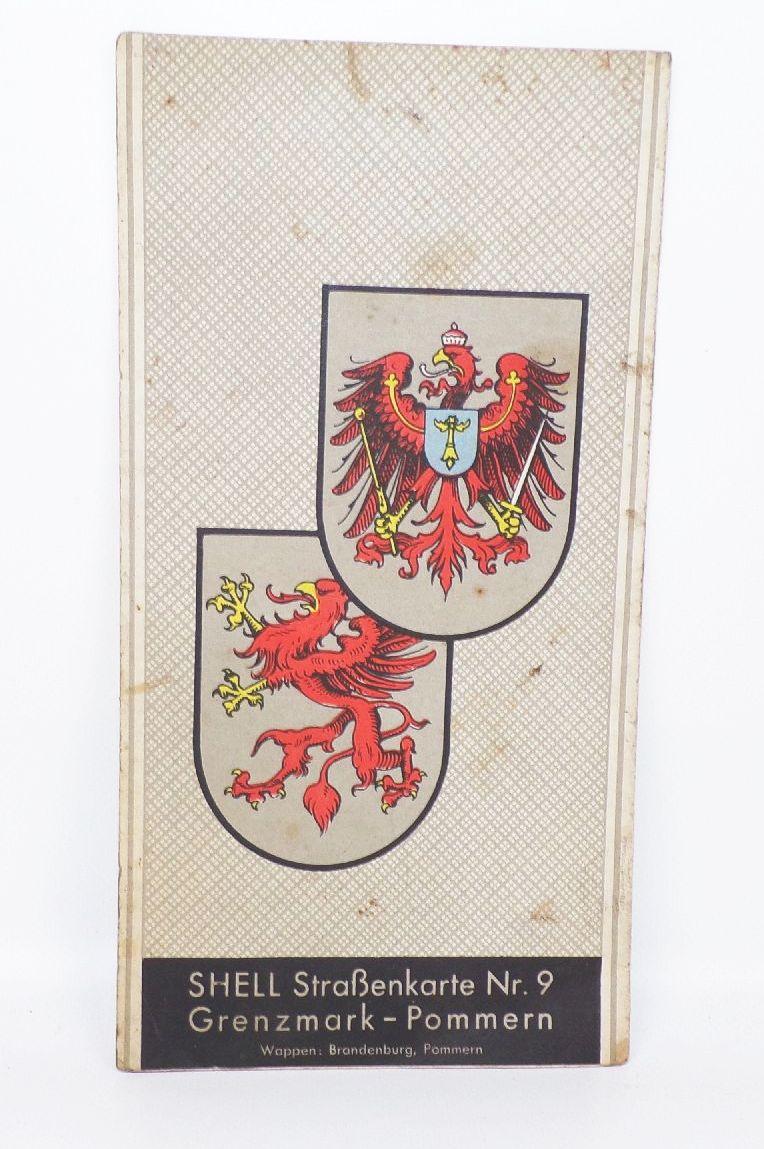 Shell Straßenkarte 9 Grenzmarl Pommern um 1930 Landkarte map Shell Straßenkarte 9 Grenzmarl Pommern um 1930 Landkarte map