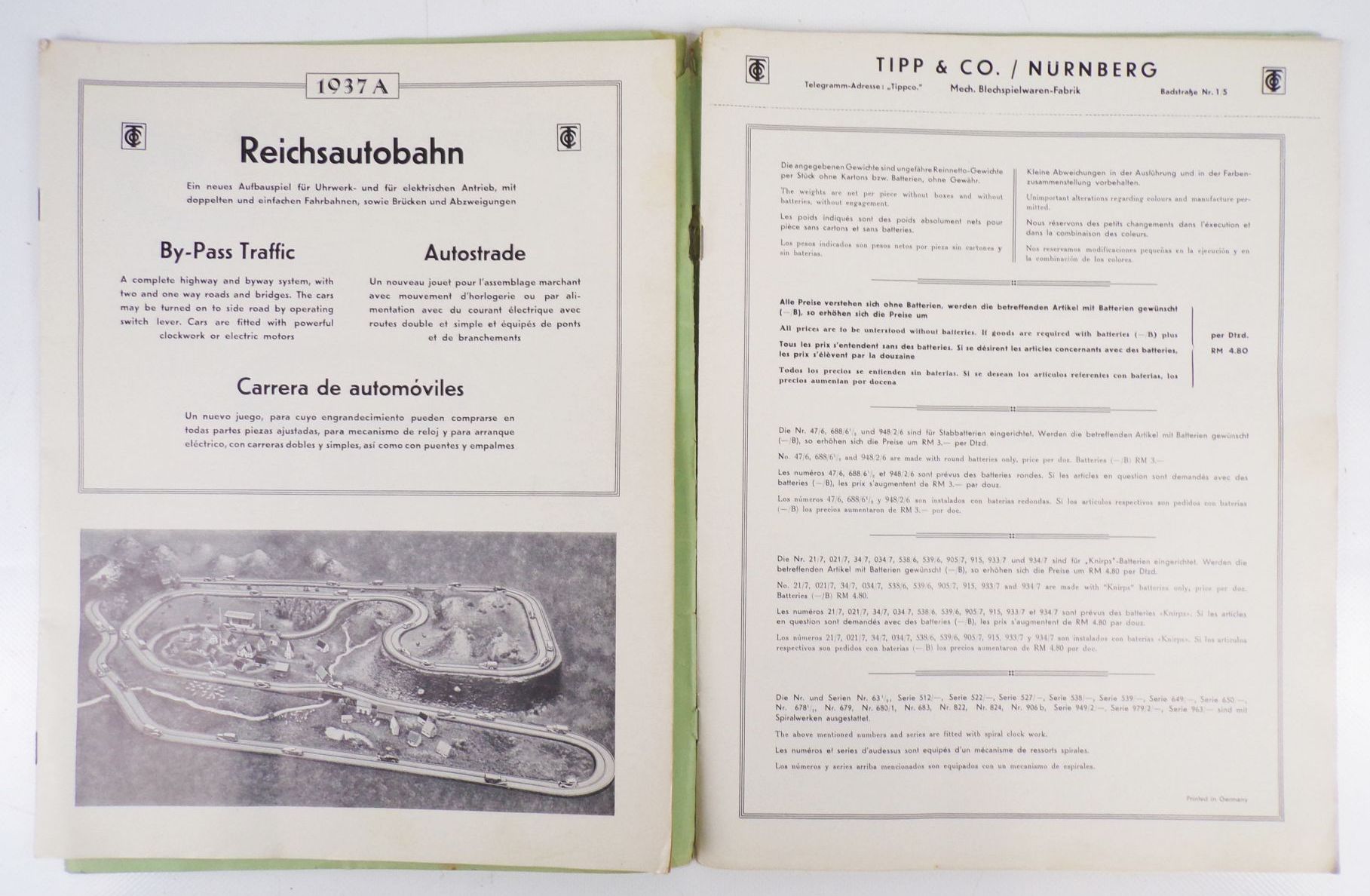 Original Tipp u Co Katalog 1937 Spielzeug Blechspielwaren Autos Flugzeuge