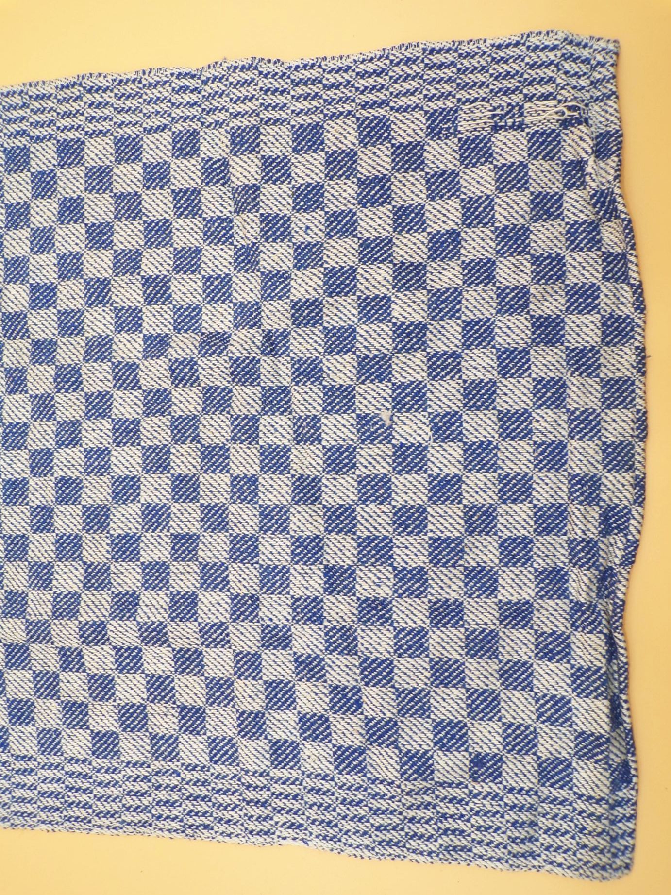 Altes Grubentuch blau weiss kariert DDR Werkstatt Tuch Vintage Handtuch