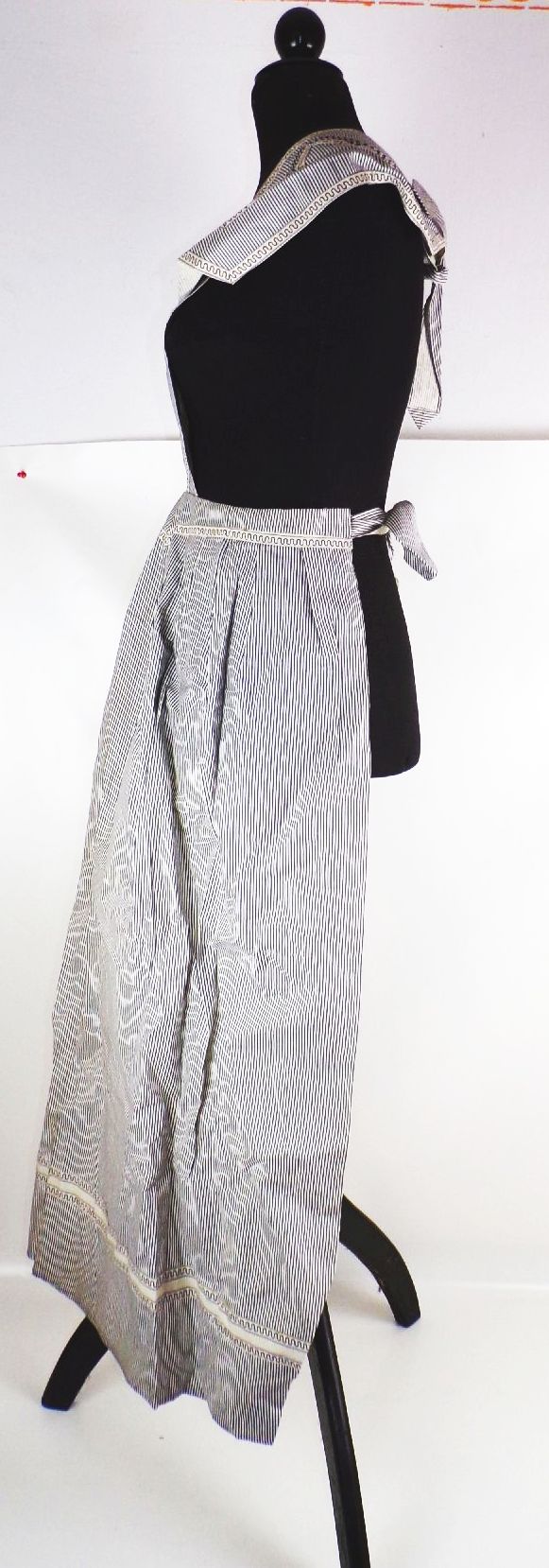 Alte Schürze Damen blau weiß Hausmädchen Bedienstete Leinen Kittel vintage