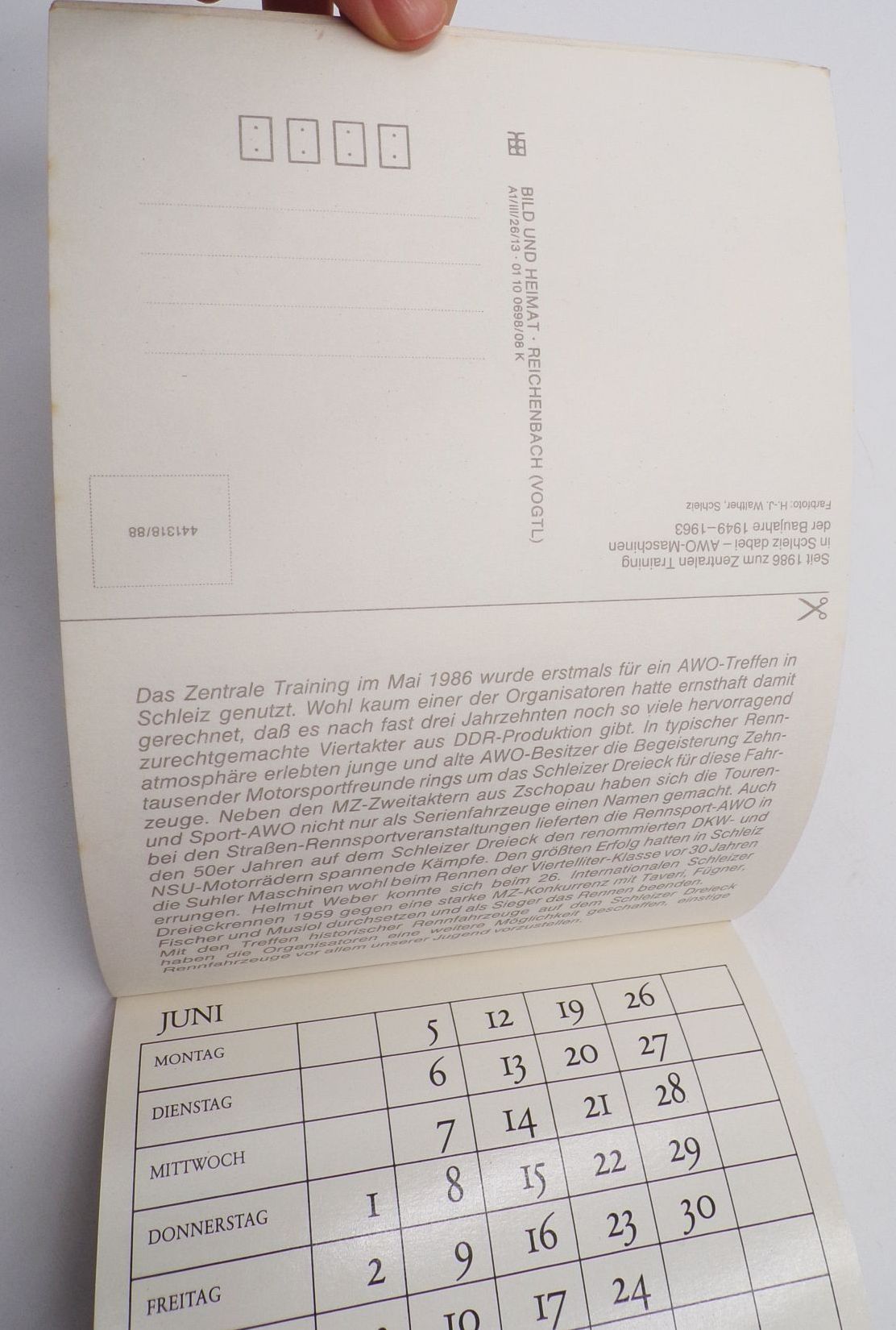 Schleizer Dreieck Rennen 1989 Kalender Geburtstagsgeschenk DDR Motorsport